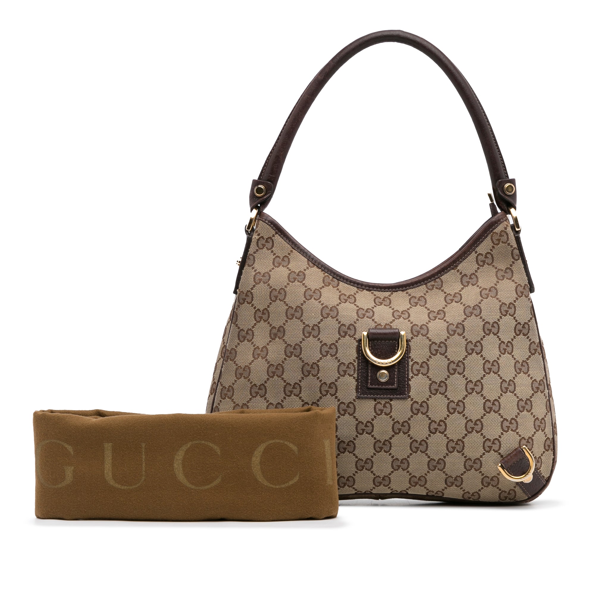 Gucci Beige GG Crystal Canvas Medium Abbey D-Ring Hobo Gucci