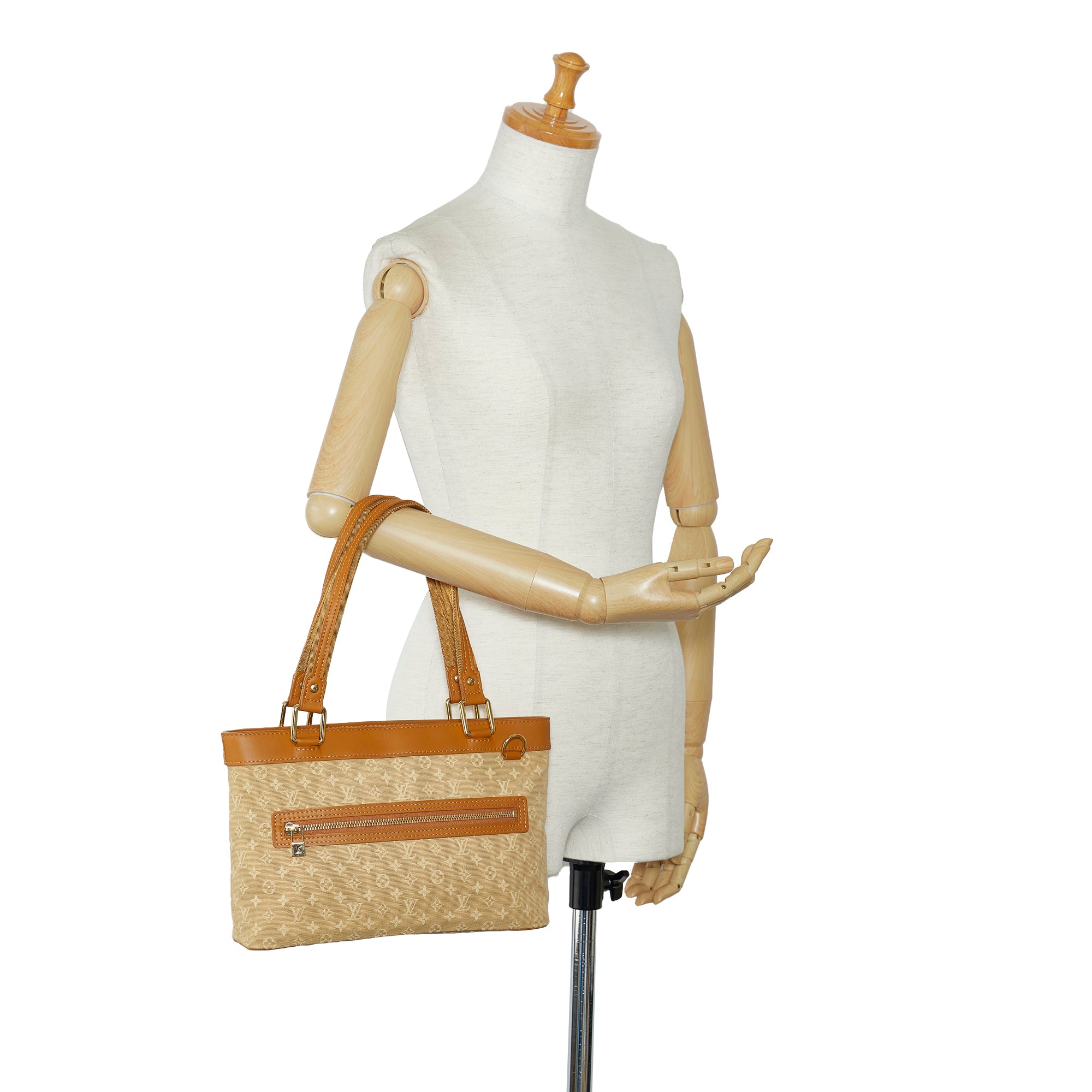 Tan Louis Vuitton Monogram Mini Lin Lucille PM Handbag