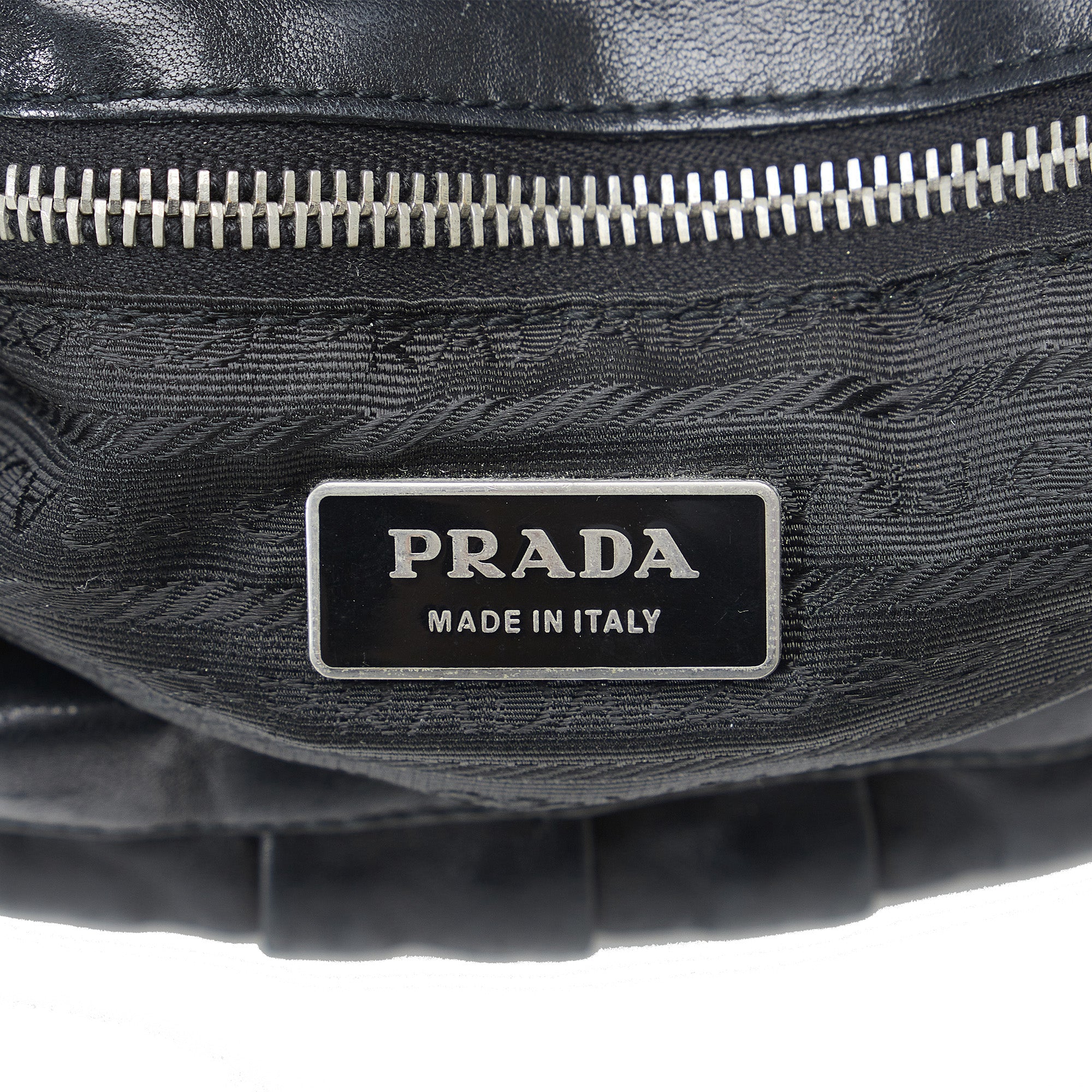 Black Prada Leather Ring Handbag – Designer Revival