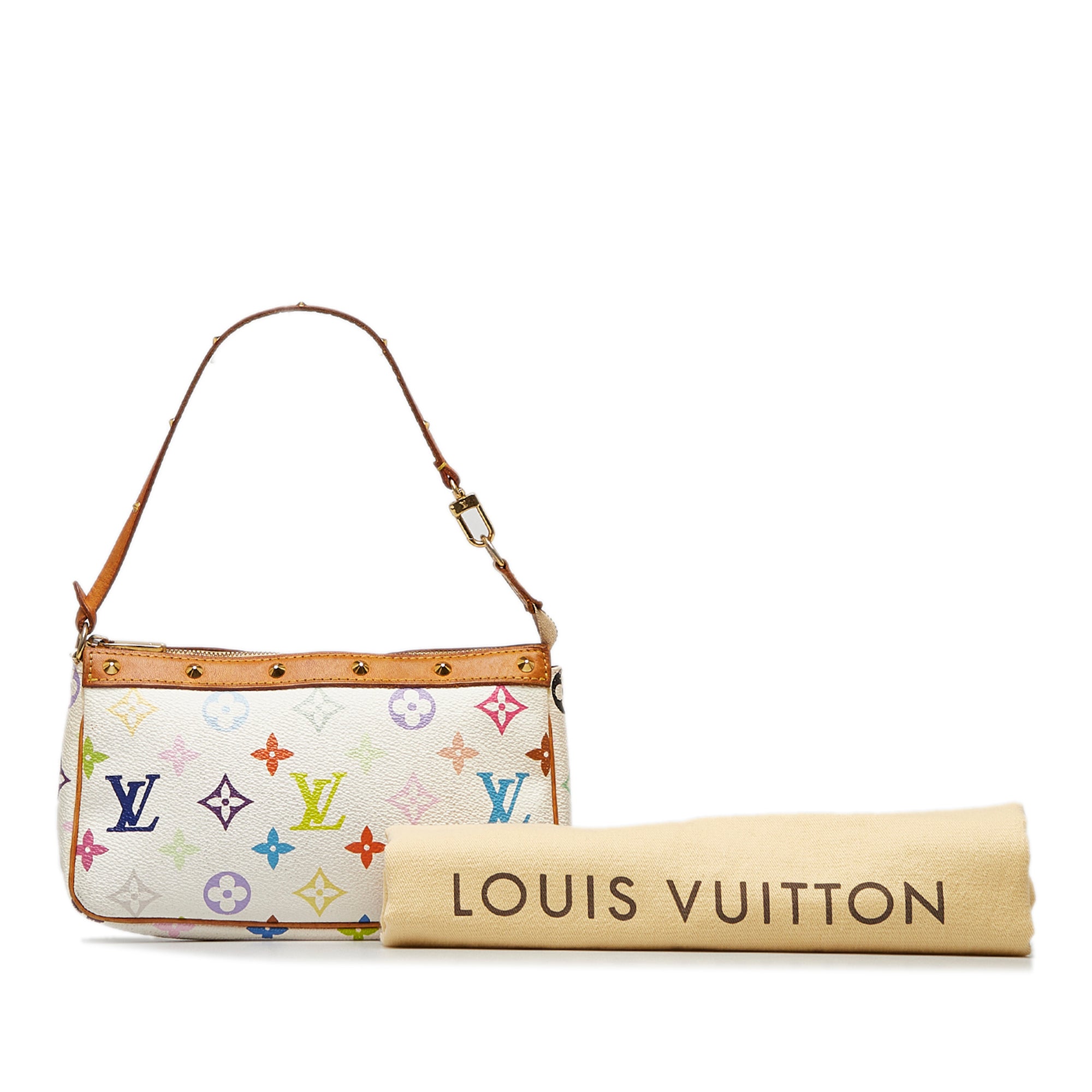 LOUIS VUITTON Monogram Multicolor Pochette Accessories White