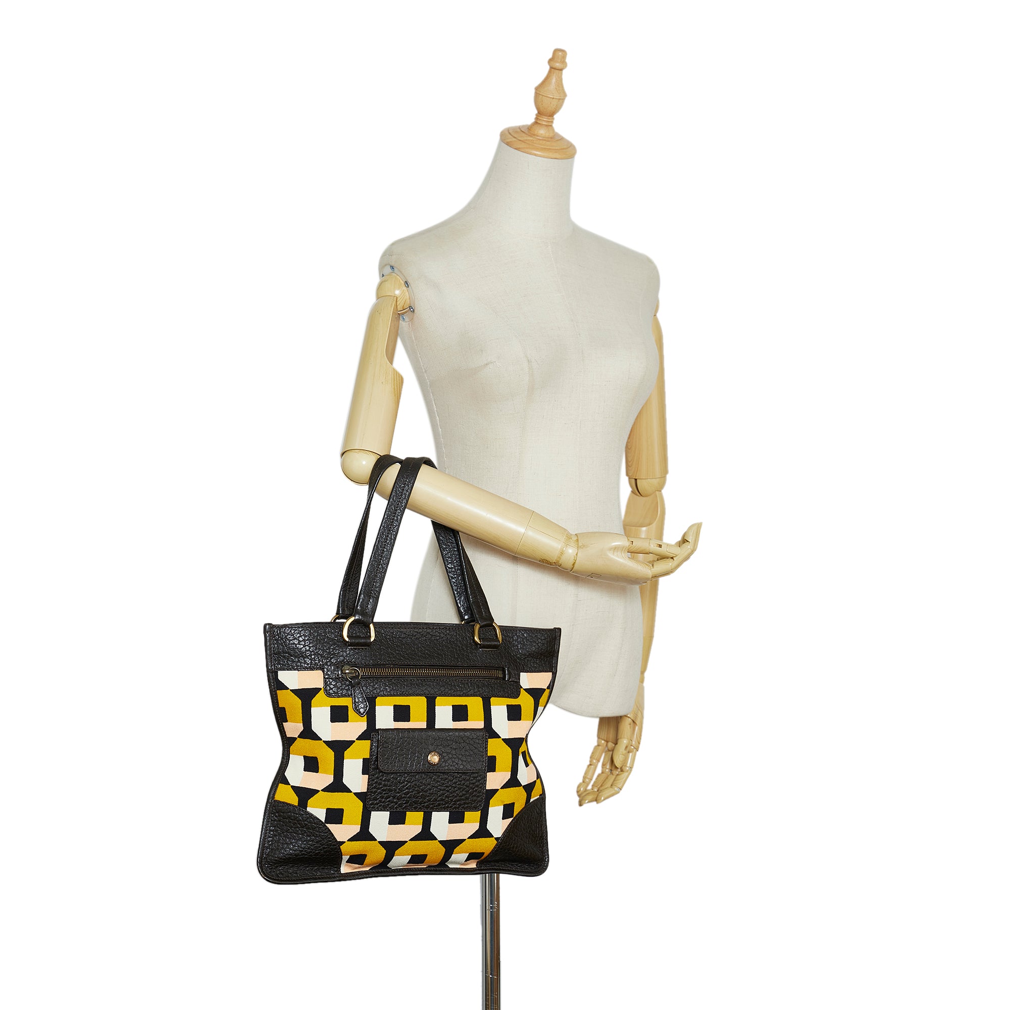 PRADA, Logo Printed Canvas Tote Bag in Black