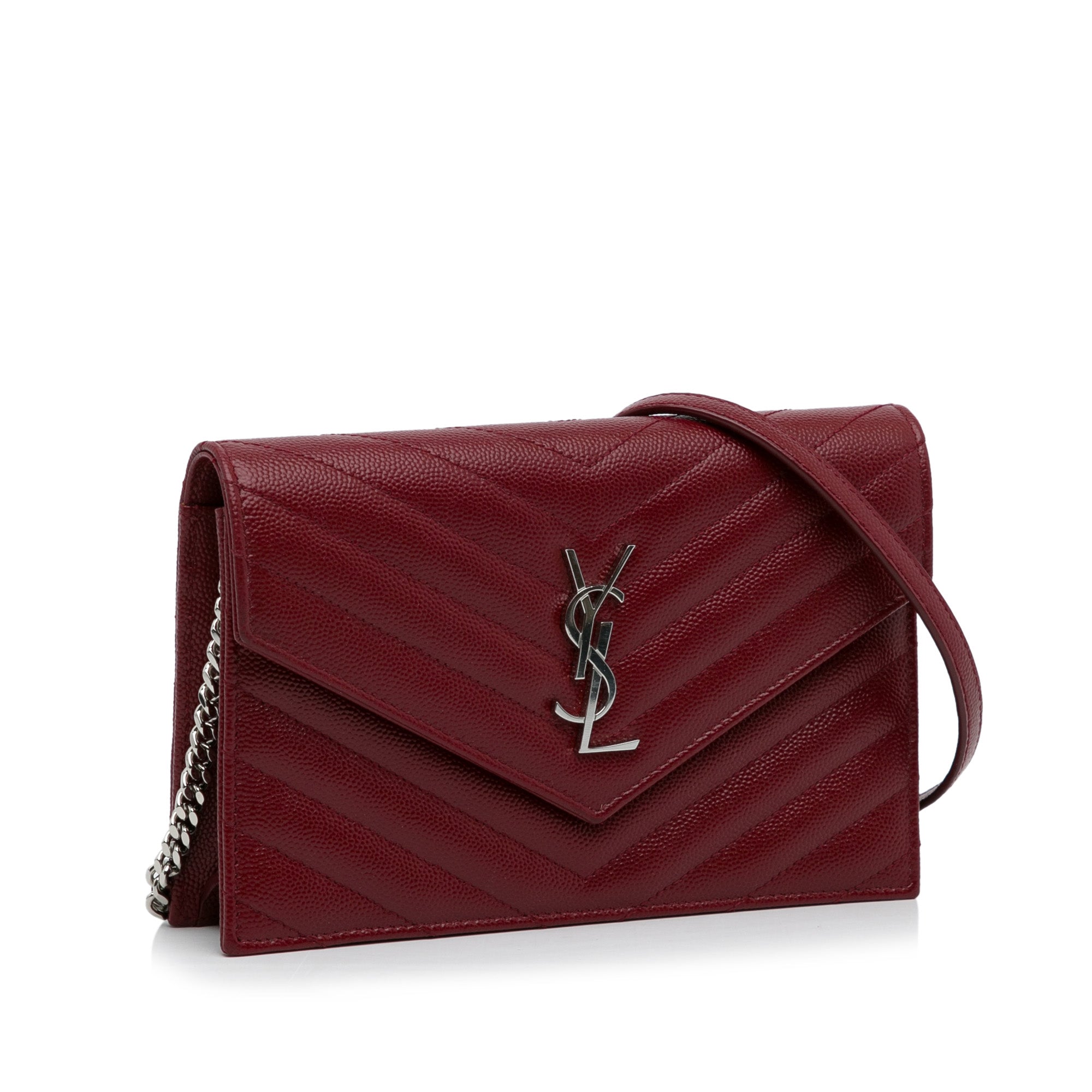 Saint Laurent Chevron-Stitch Wallet - Brown