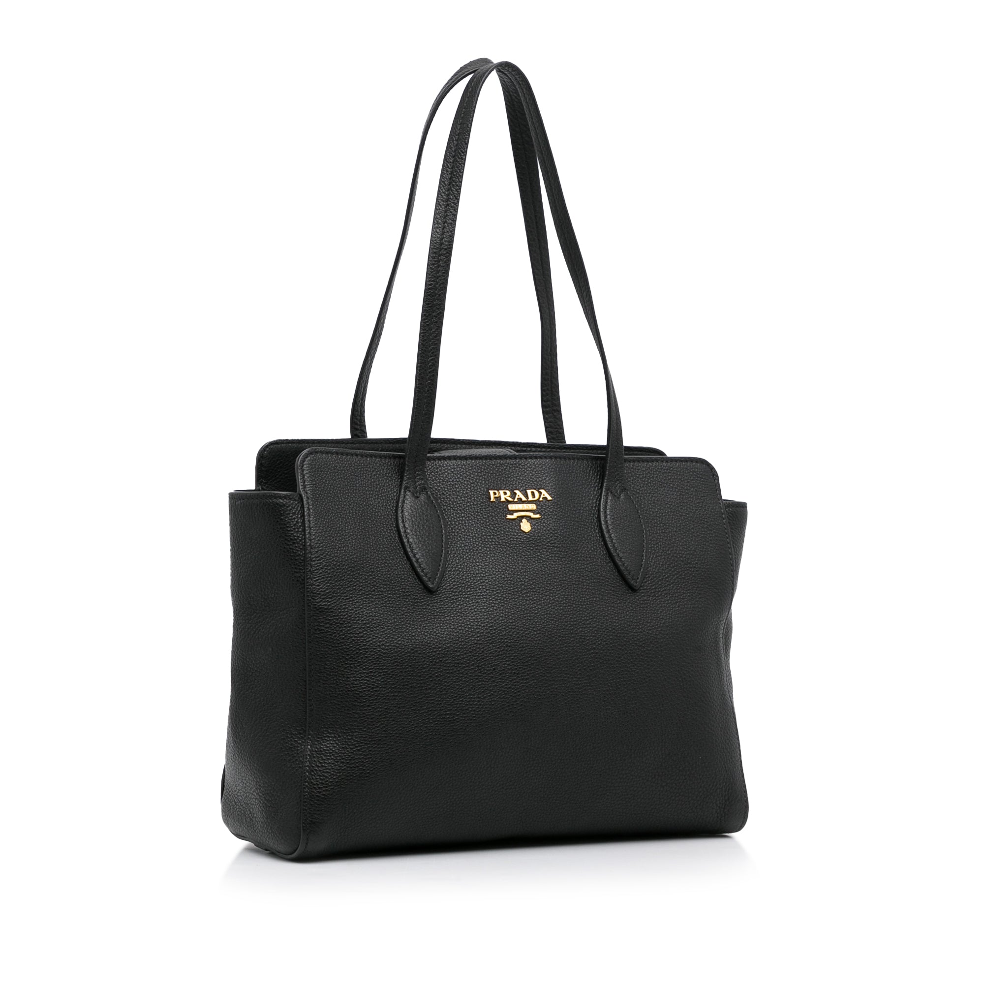 Prada, Bags, Prada Vitello Phenix Gold Shopper Bag Black