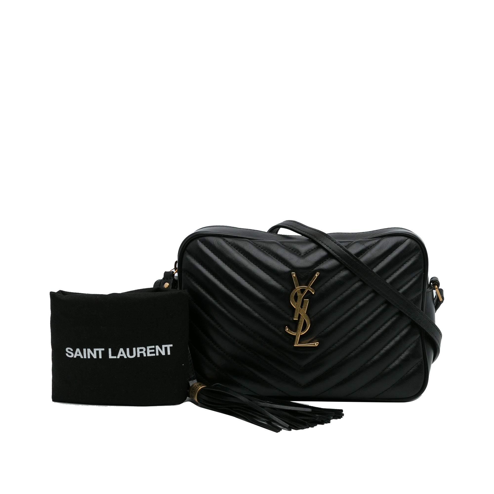 Lou Camera Bag in Black Matelasse Leather