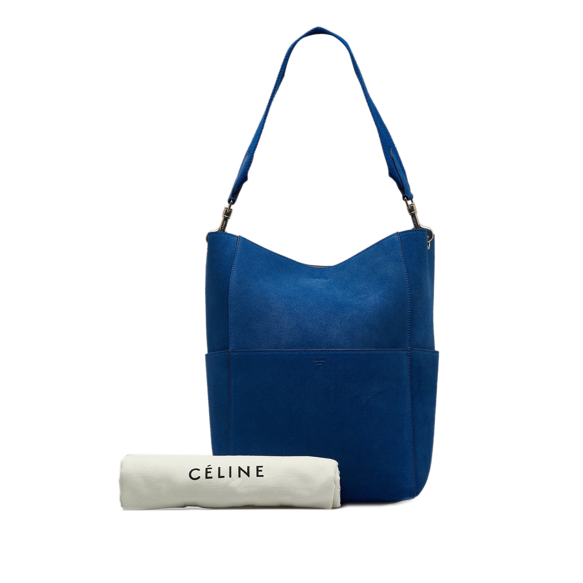 Blue Celine Medium Seau Sangle Bucket Bag Designer Revival