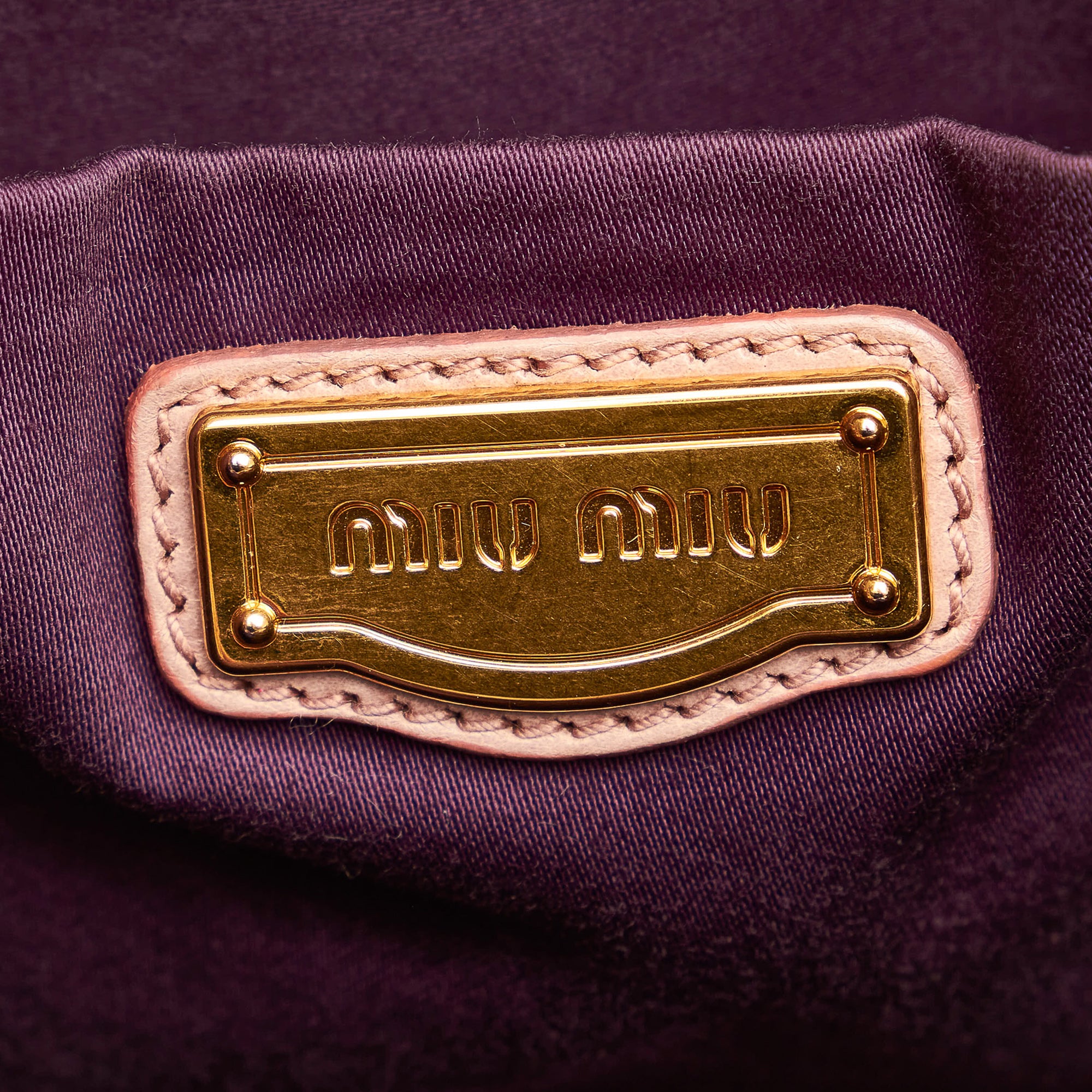 Miu Miu Purple Vitello Shine Satchel Leather Pony-style calfskin