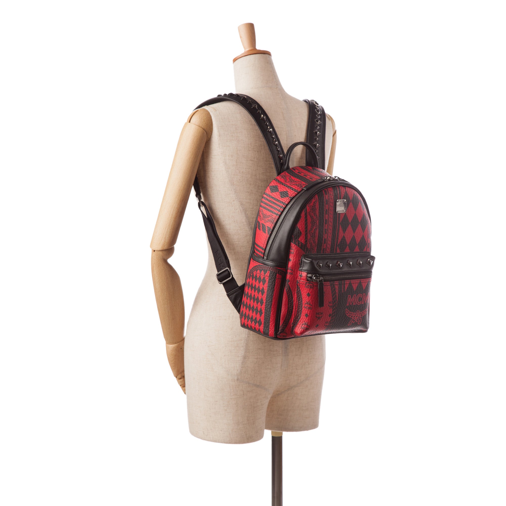 Red MCM Baroque Stark Backpack
