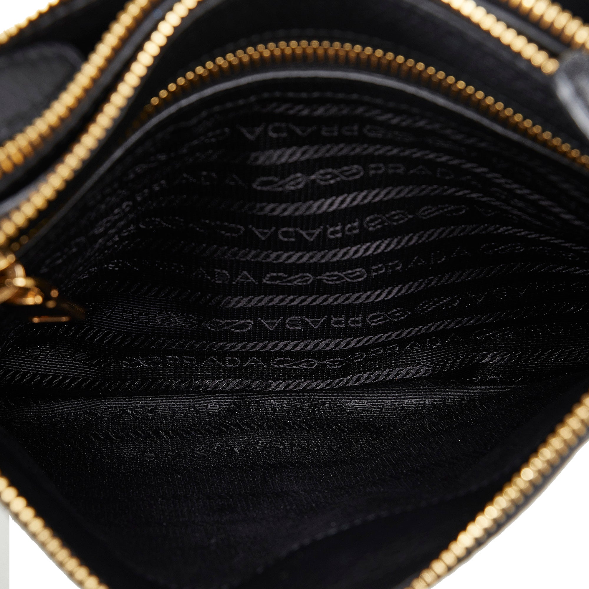 PRADA Vitello Phenix Double Zip Crossbody Bag Black 186821