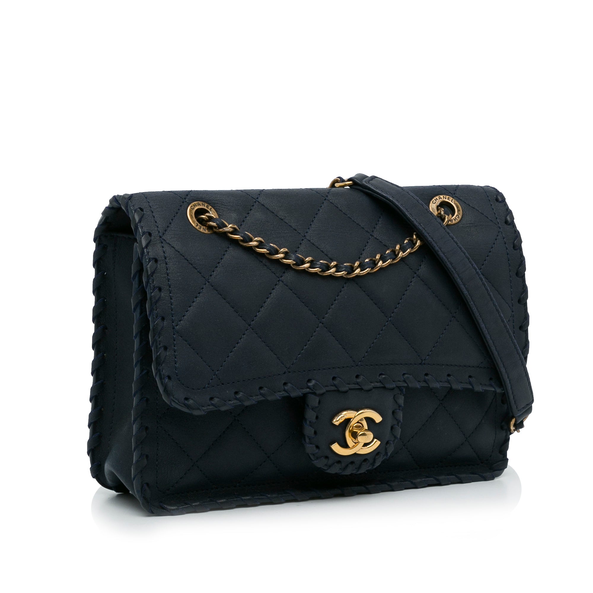 Authentic Chanel Gabrielle Bag Review /Dark Blue Real CalfSkin