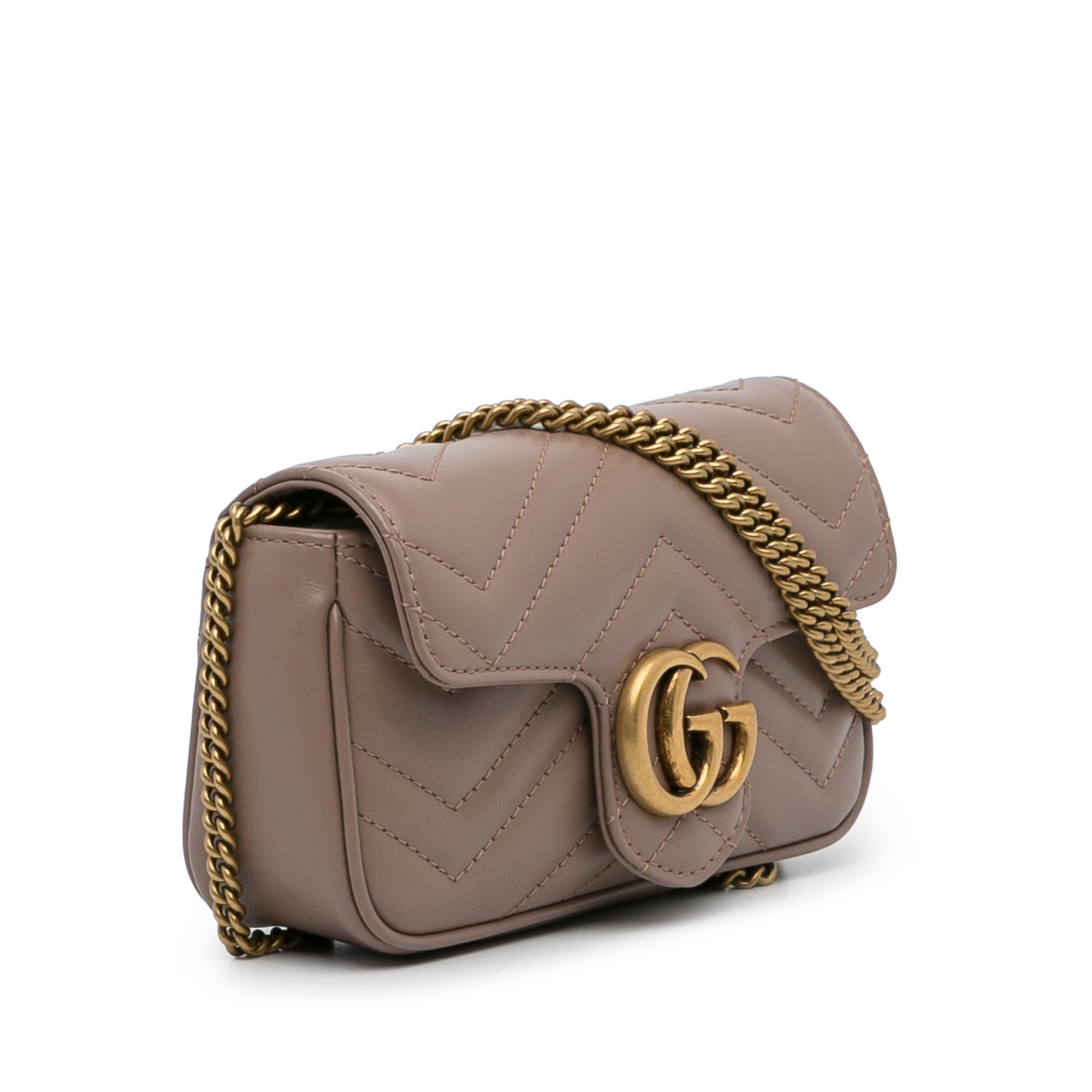 Gucci Super Mini Gg Marmont Leather Bag in Brown