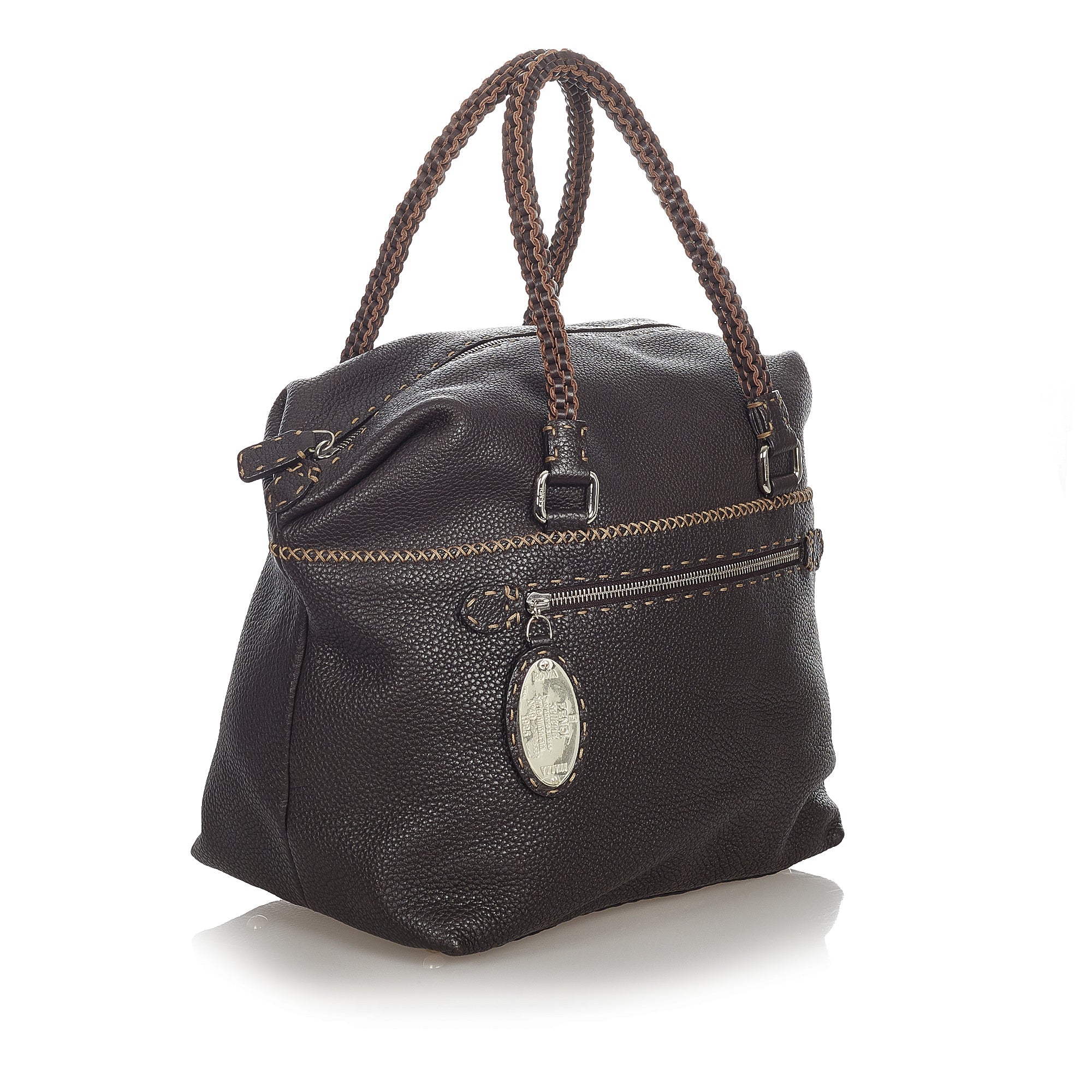 Leather handbag Fendi Brown in Leather - 20370375