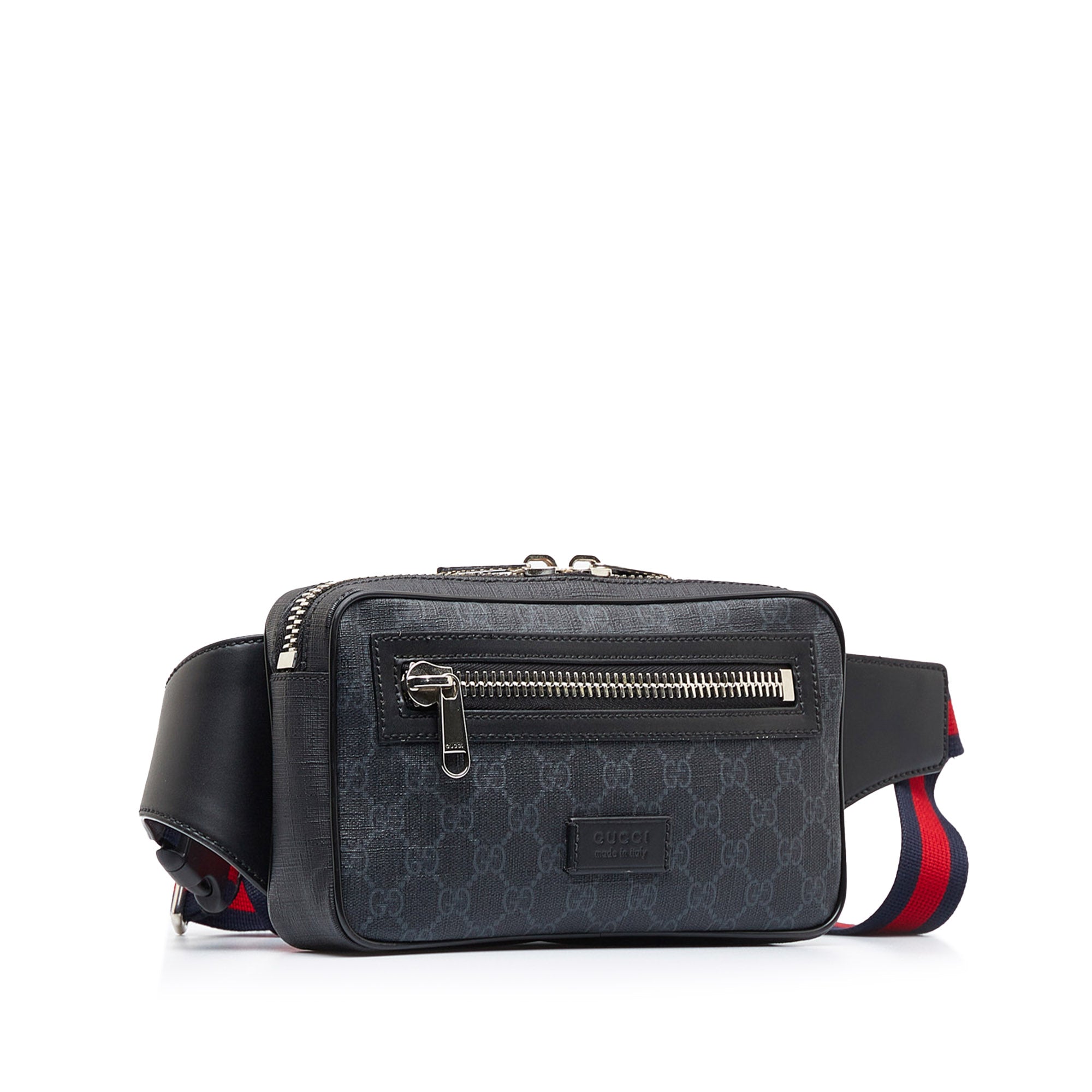 Black Gucci Gg Supreme Web Belt Bag