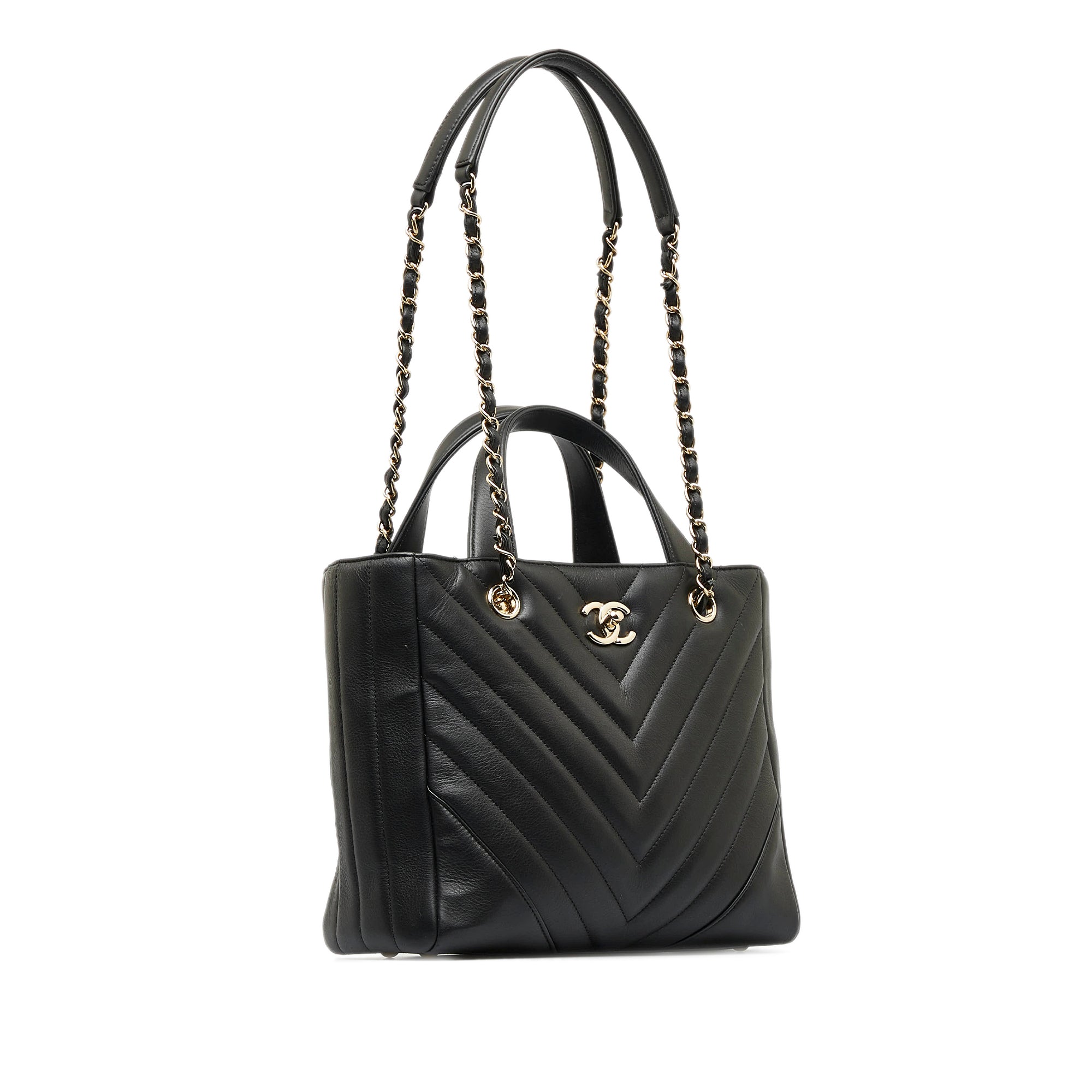 Black Chanel CC Chevron Flap Satchel – Designer Revival