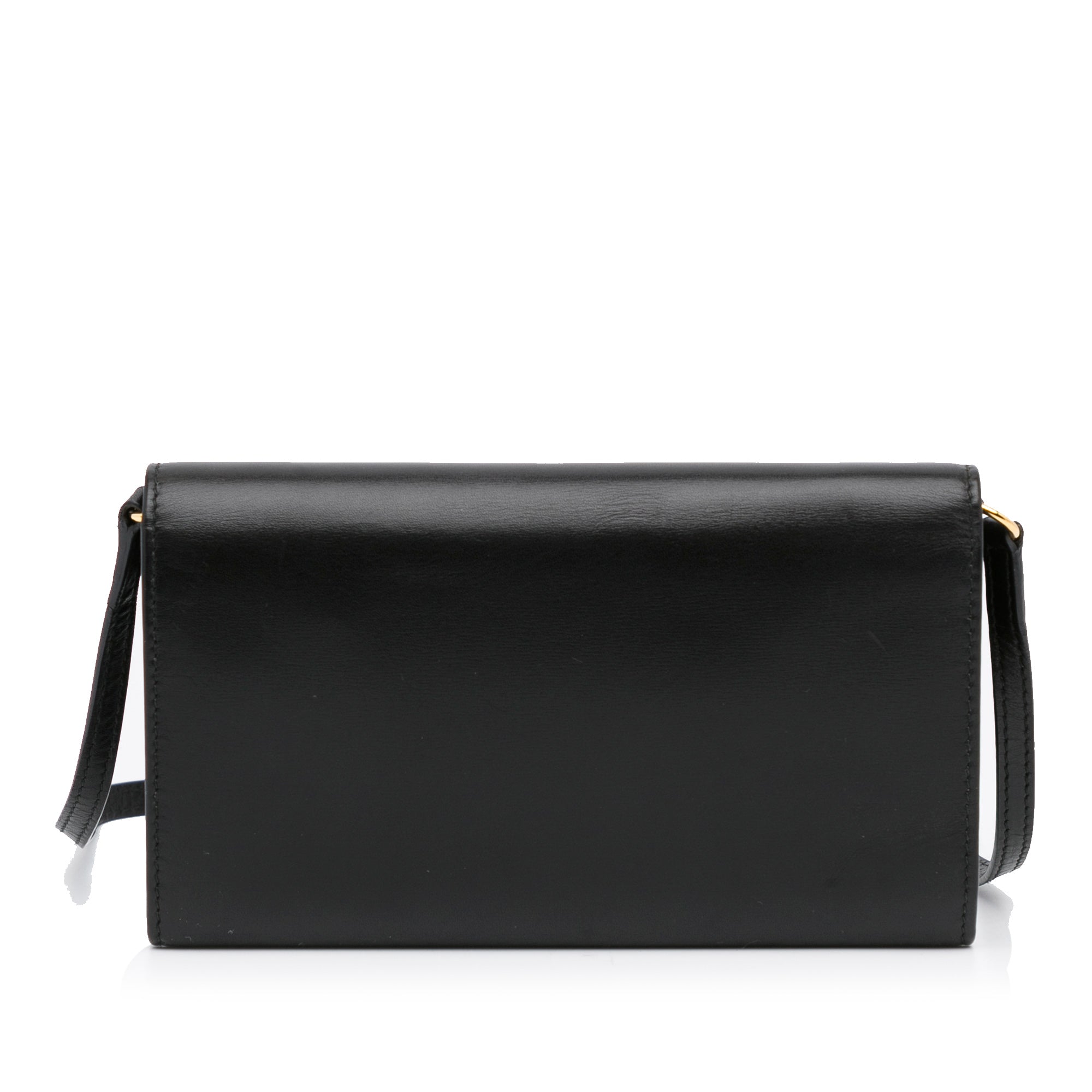 Black Prada Leather Wallet on Strap Crossbody Bag