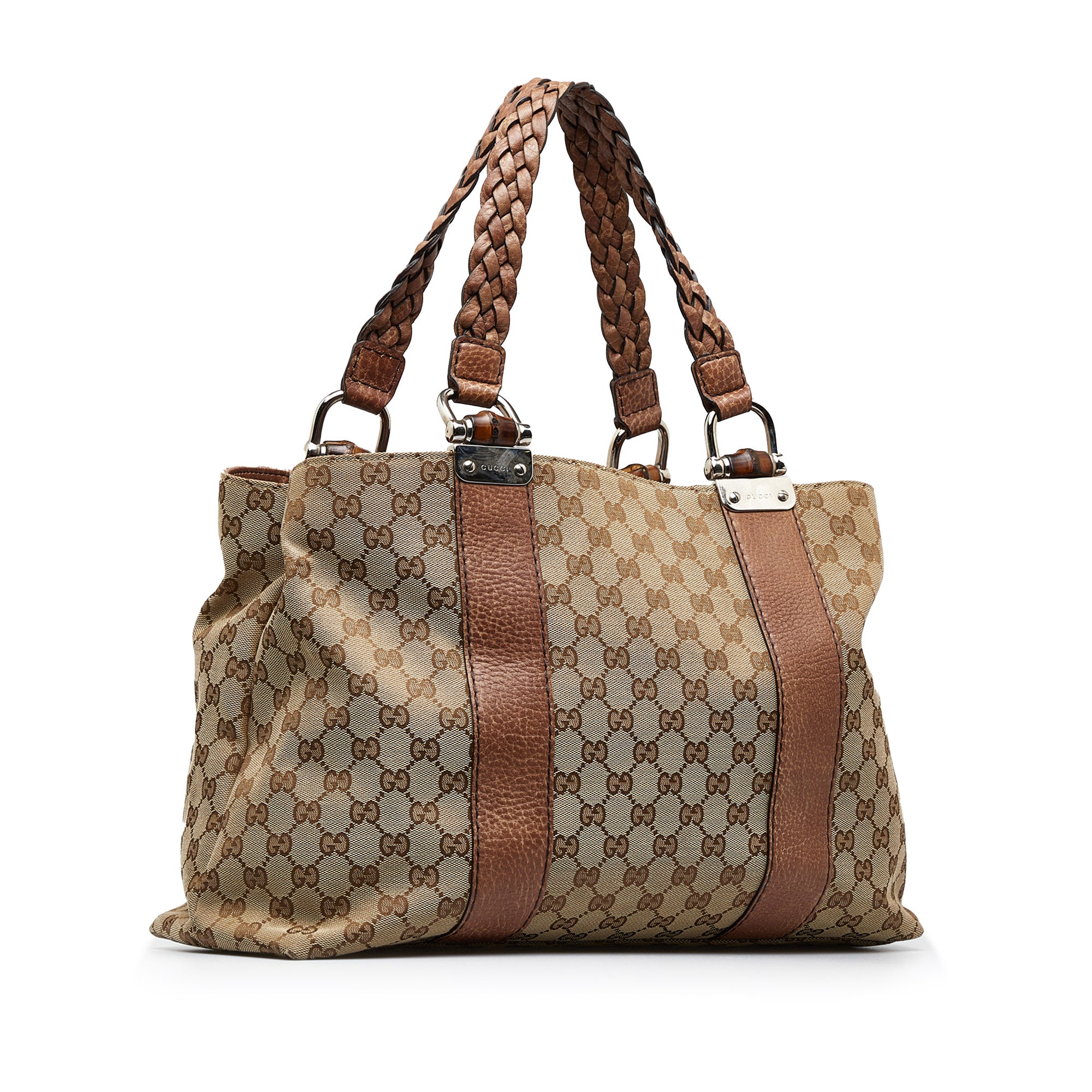 Gucci GG Canvas and Leather Bamboo Bar Hobo