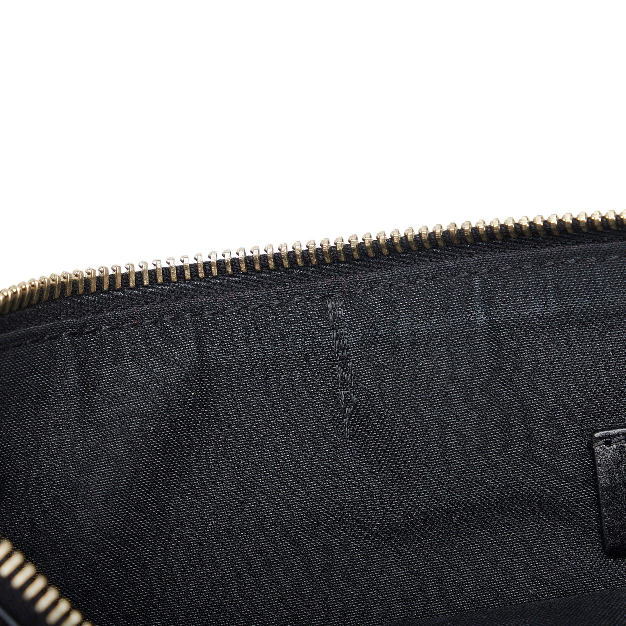 Authentic FENDI Monster Black Leather Zip Clutch Pouch Bag