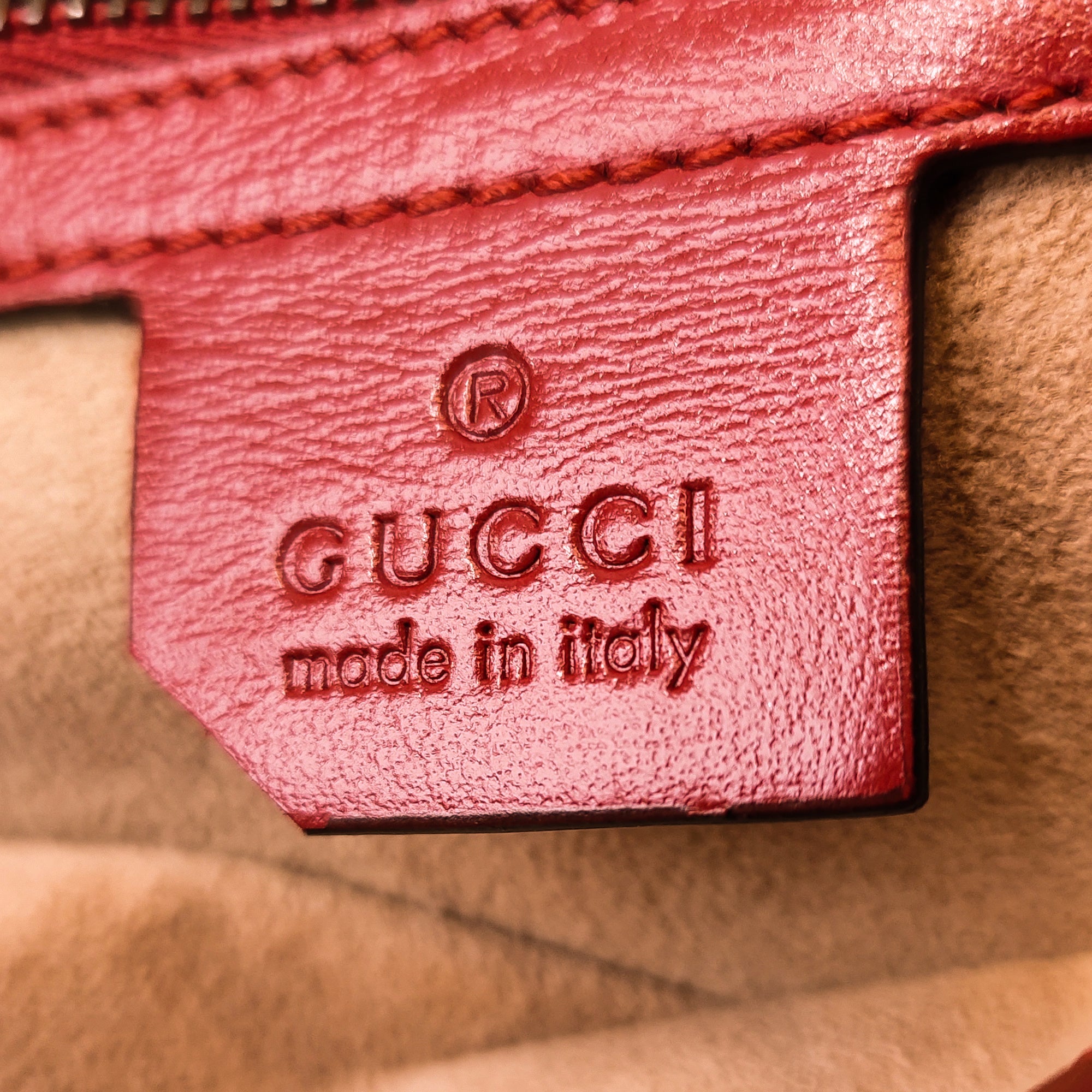 Gucci Calfskin Matelasse Small GG Marmont Shoulder Bag Red