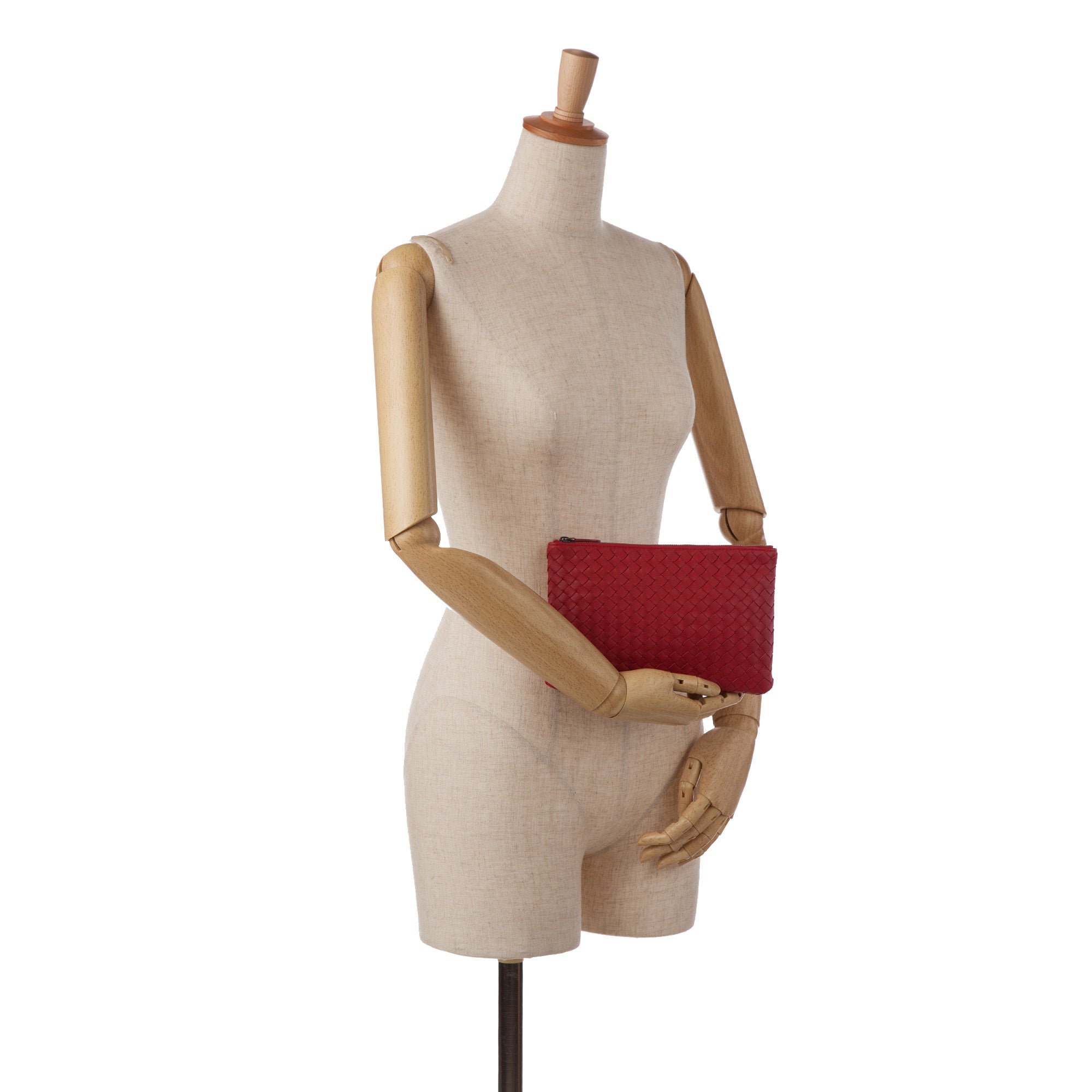 Red Bottega Veneta Intrecciato Nappa Zip Pouch – Designer Revival