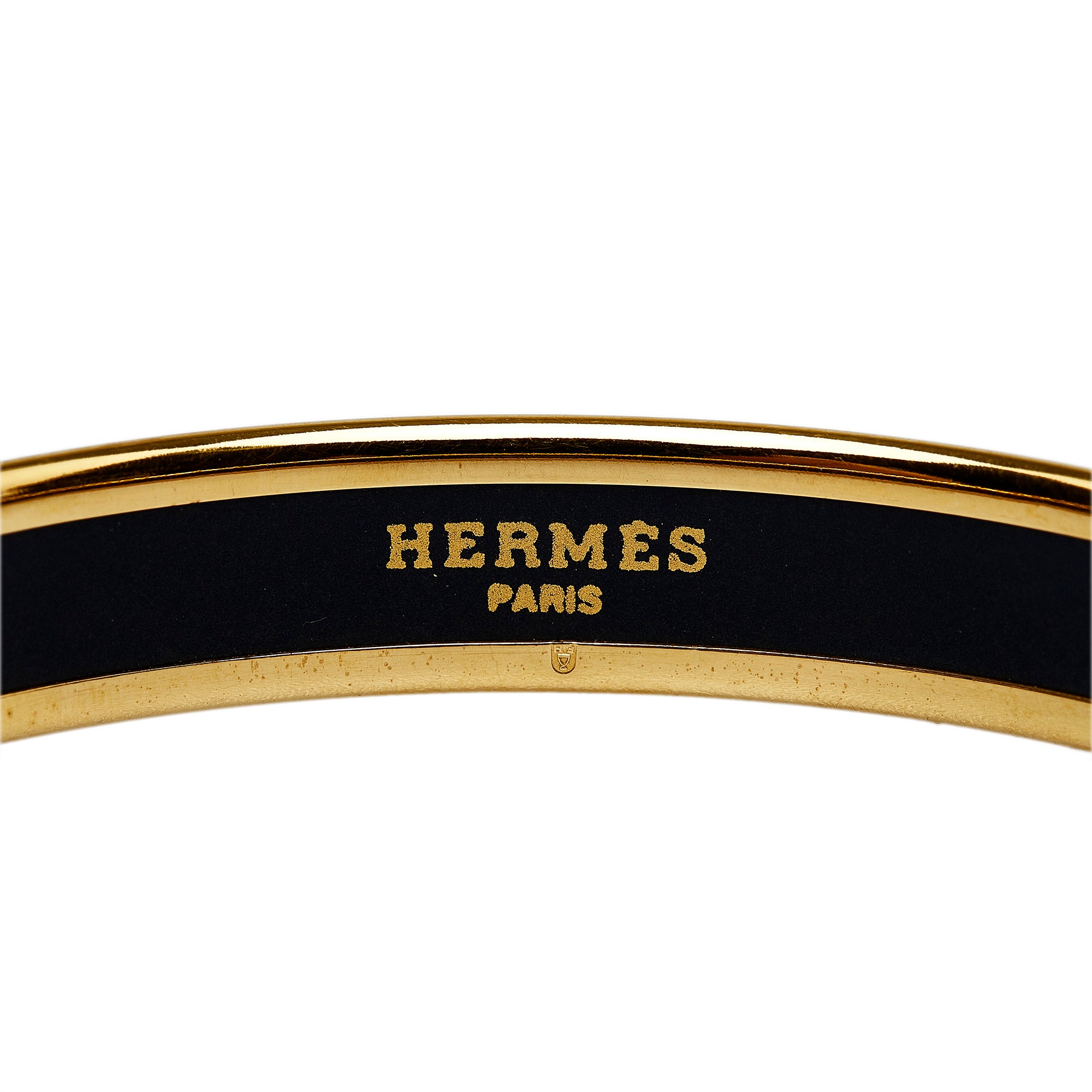Hermes Narrow Enamel Bangle (Black/Gold)