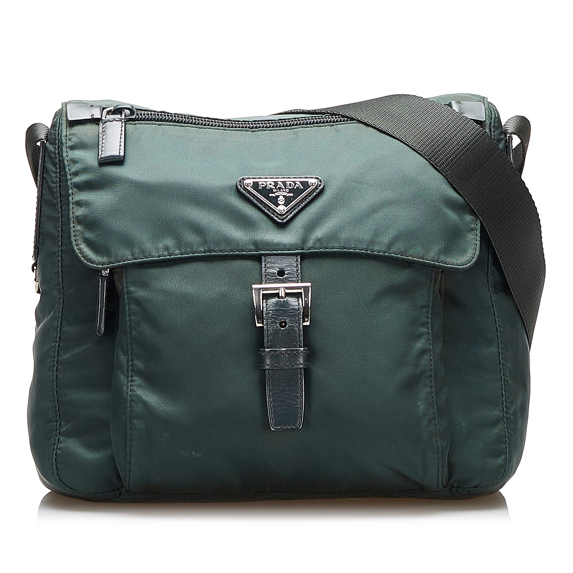 Green Prada Tessuto Crossbody Bag | Designer Revival