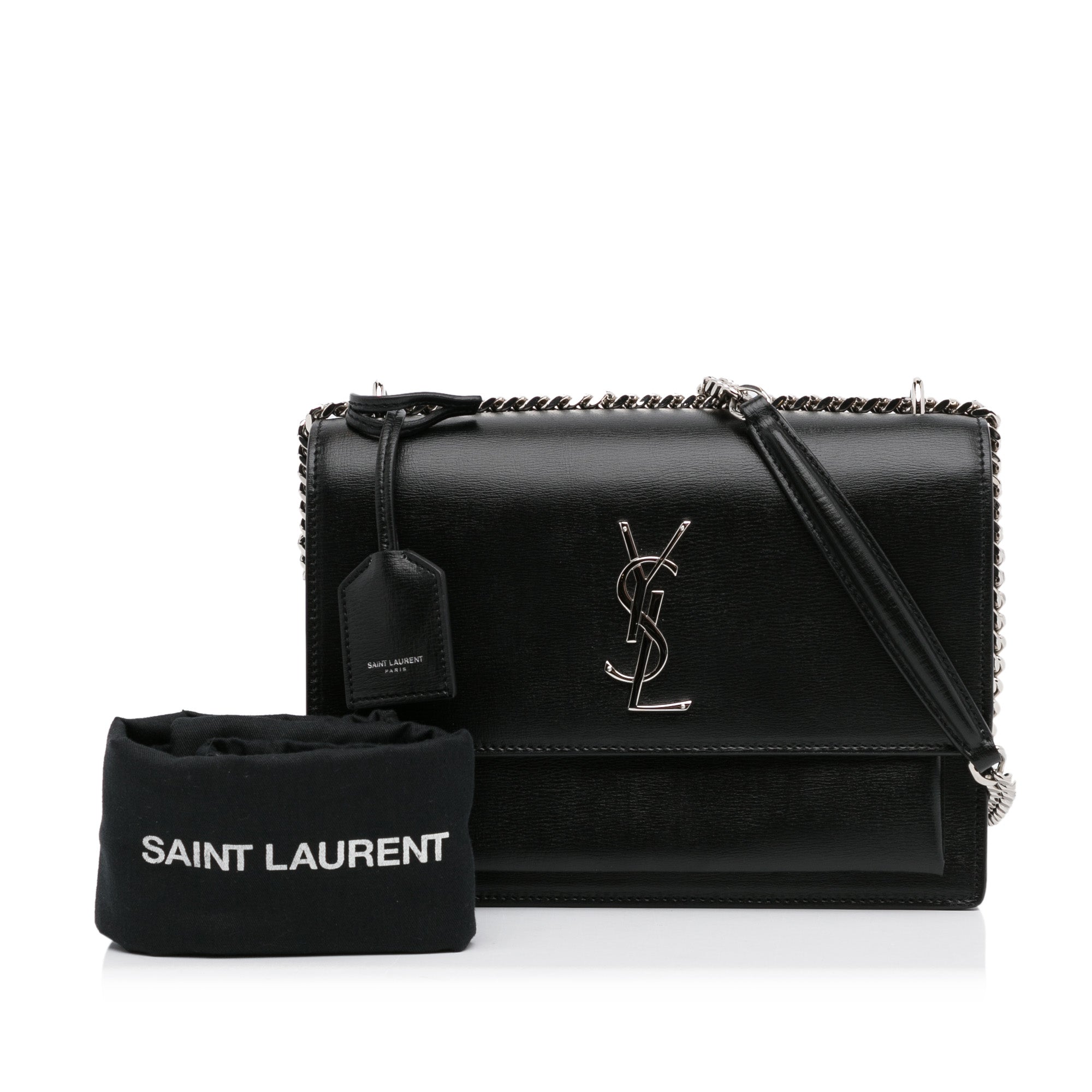 Medium Sunset Leather Shoulder Bag in Black - Saint Laurent