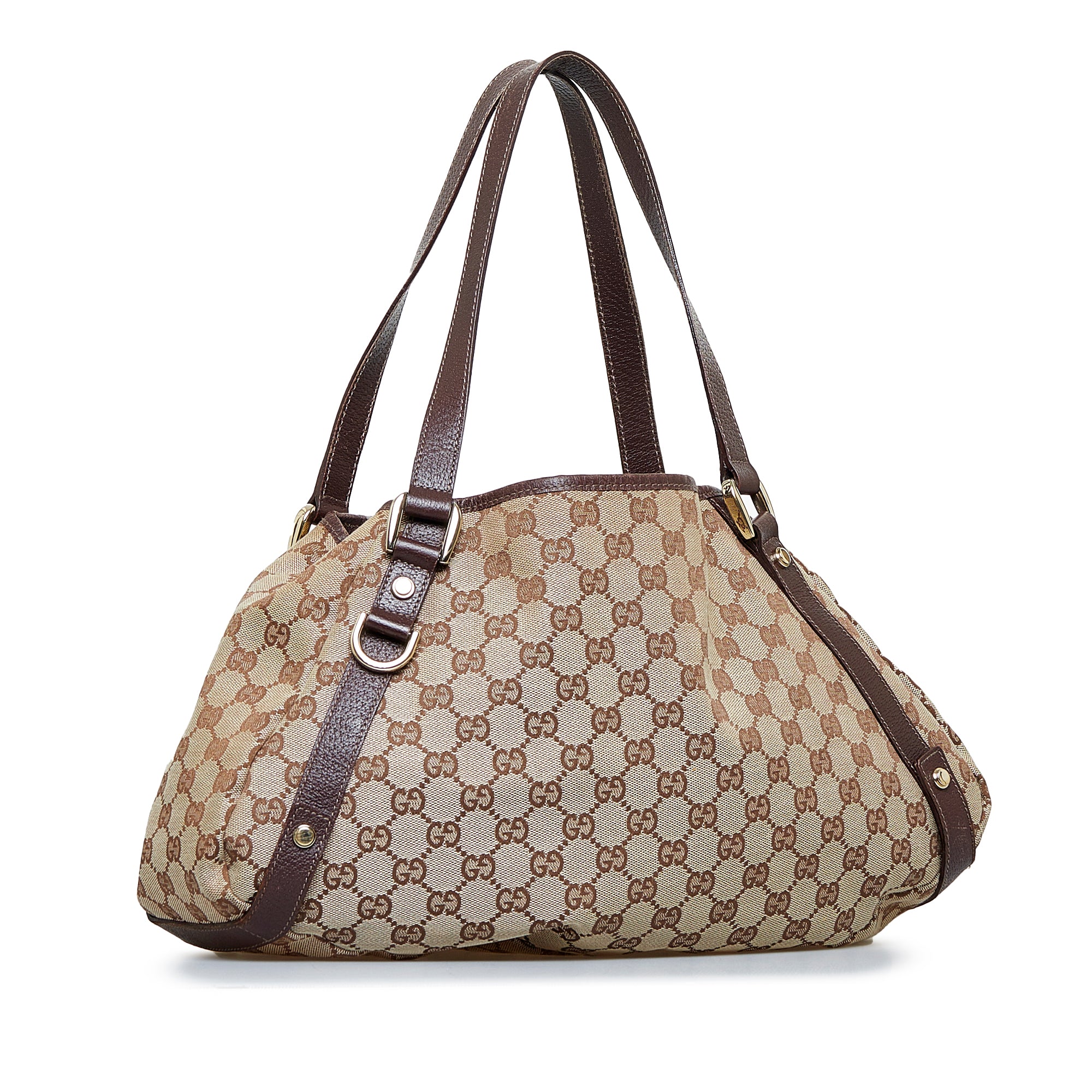 Gucci Brown GG Canvas Abbey D- Ring Tote Bag White Beige Leather Cloth  Pony-style calfskin Cloth ref.560297 - Joli Closet