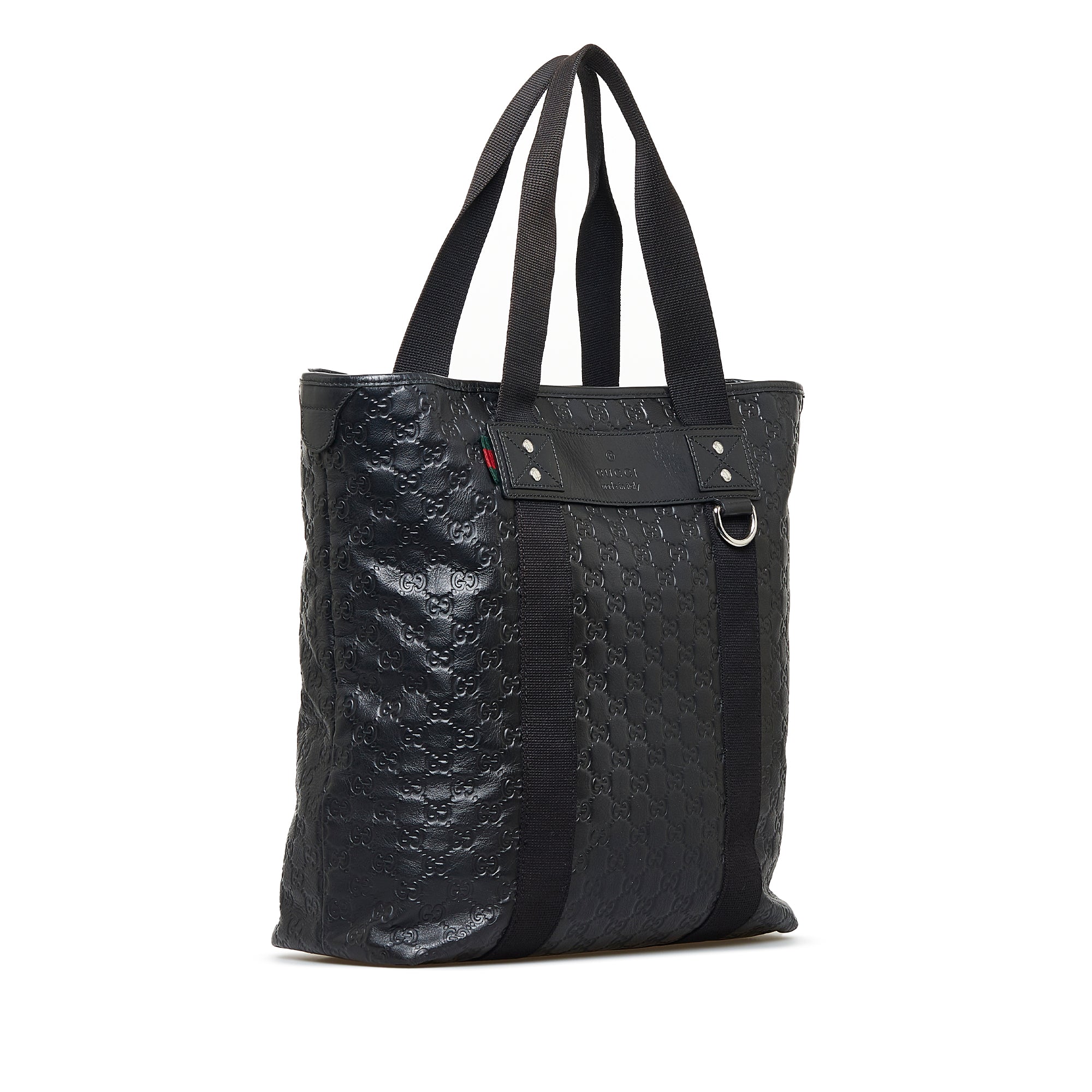Gucci Vintage - Guccissima Jacquard Tote Bag - Black - Leather