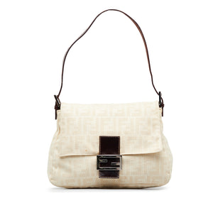 Beige & Brown Fendi Pequin Nano Baguette Crossbody Bag