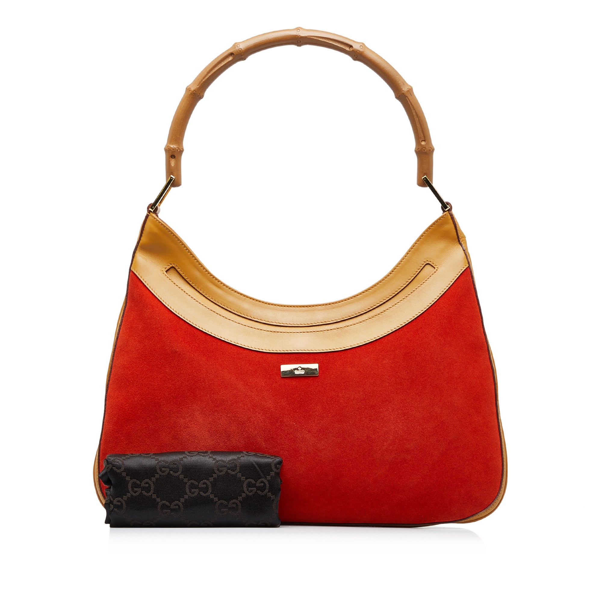 Red Gucci Bamboo Suede Shoulder Bag – Designer Revival