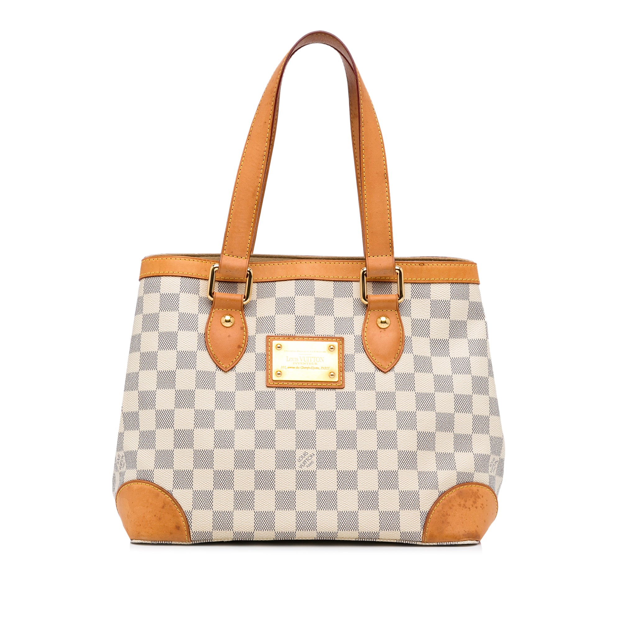 White Louis Vuitton Damier Azur Hampstead PM Tote Bag | Designer