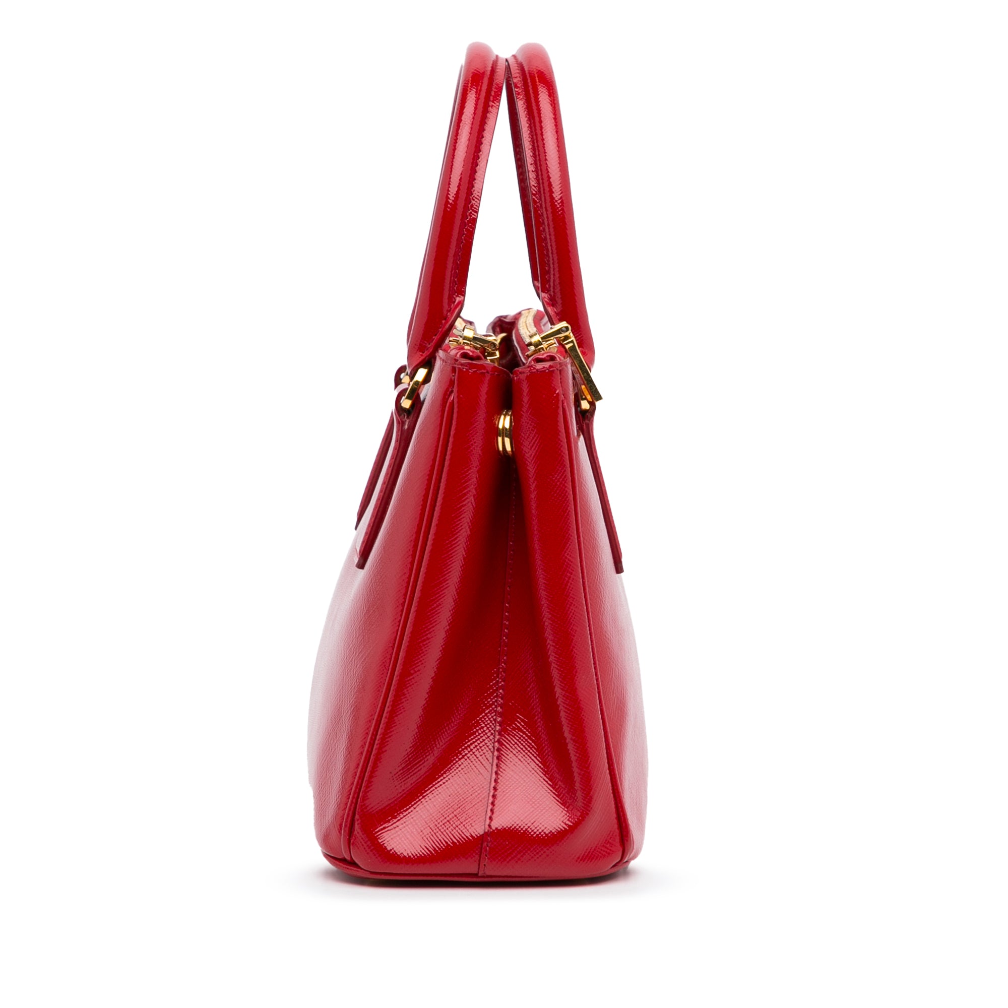 Red Prada Saffiano Lux Galleria Double Zip Satchel – Designer Revival