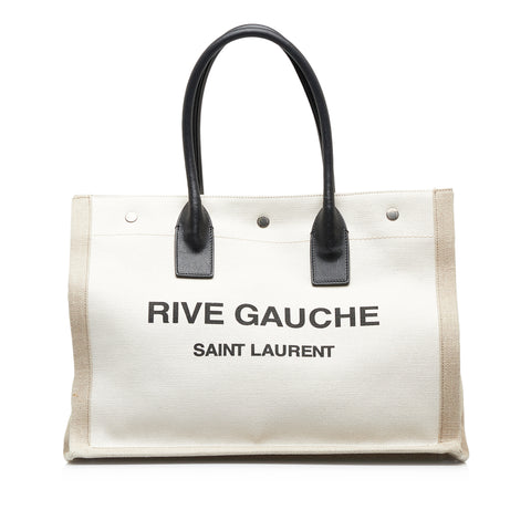 Saint Laurent Rive Gauche Black Canvas Tote Bag (Pre-Owned)