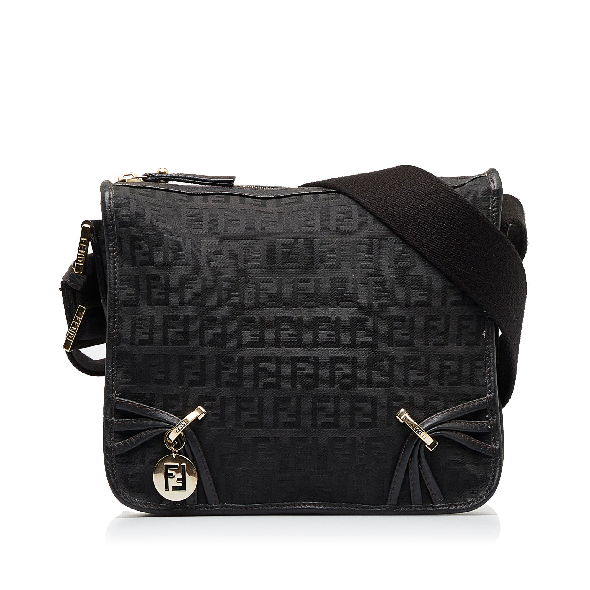 Fendi Black Zucchino Baguette Bag