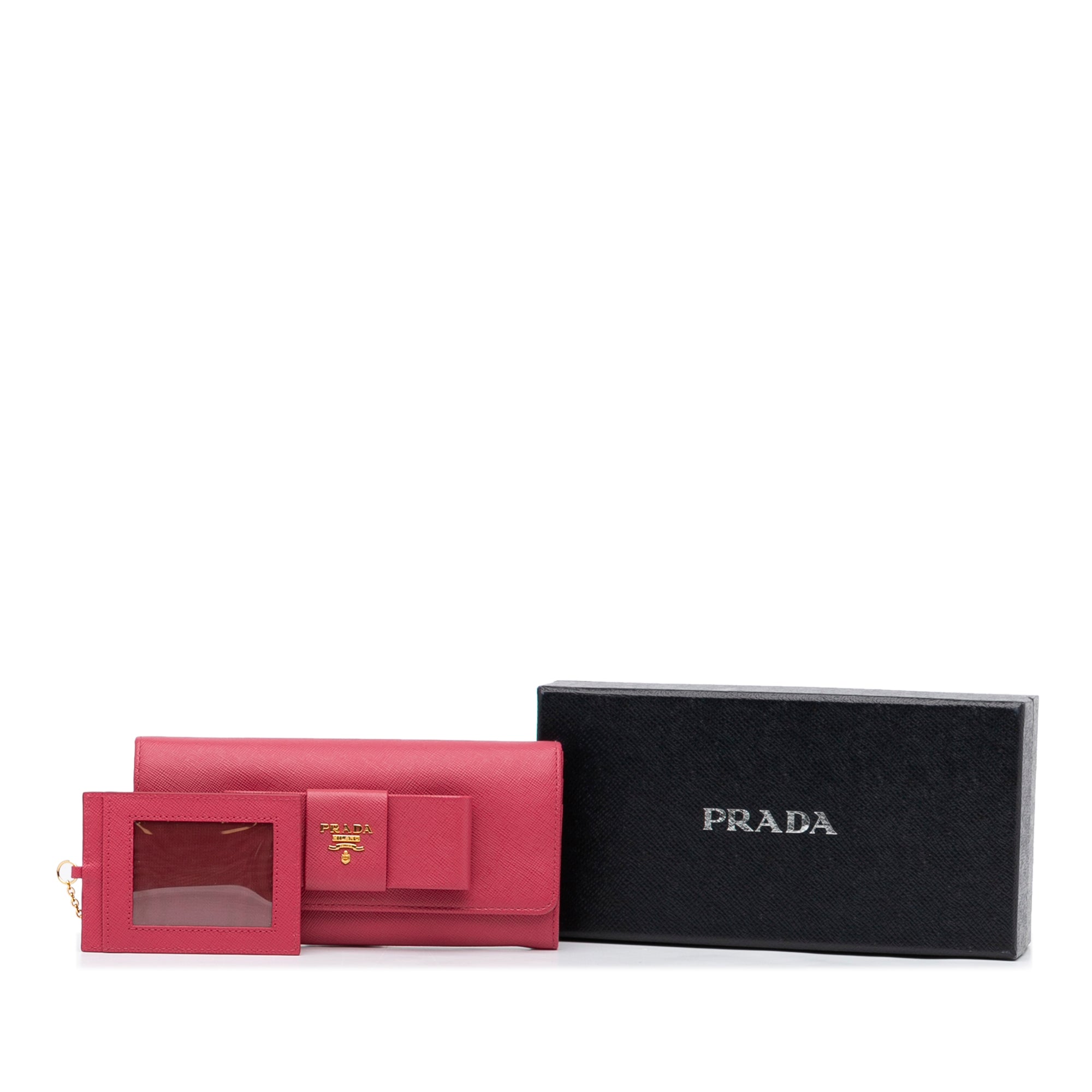 Prada Pink Saffiano Leather Bow Flap Wallet 22PRL1125 – Bagriculture