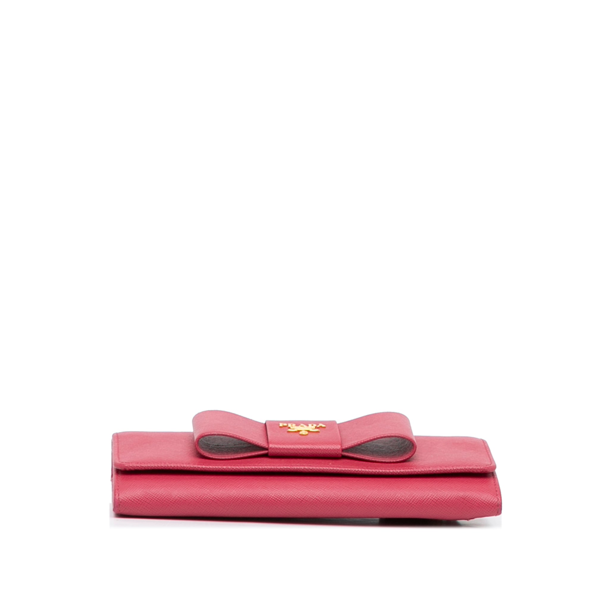 Prada Saffiano Lux Bow Wallet On Strap (SHG-EOnqfP) – LuxeDH
