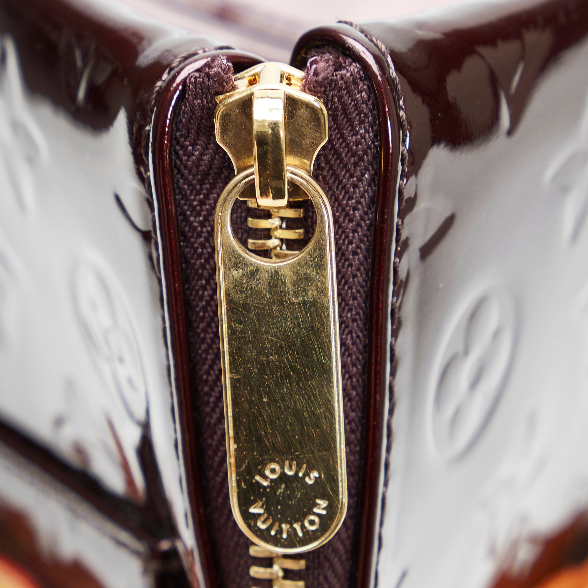 Louis Vuitton Burgundy Monogram Vernis Handbag - Preloved - Lilac
