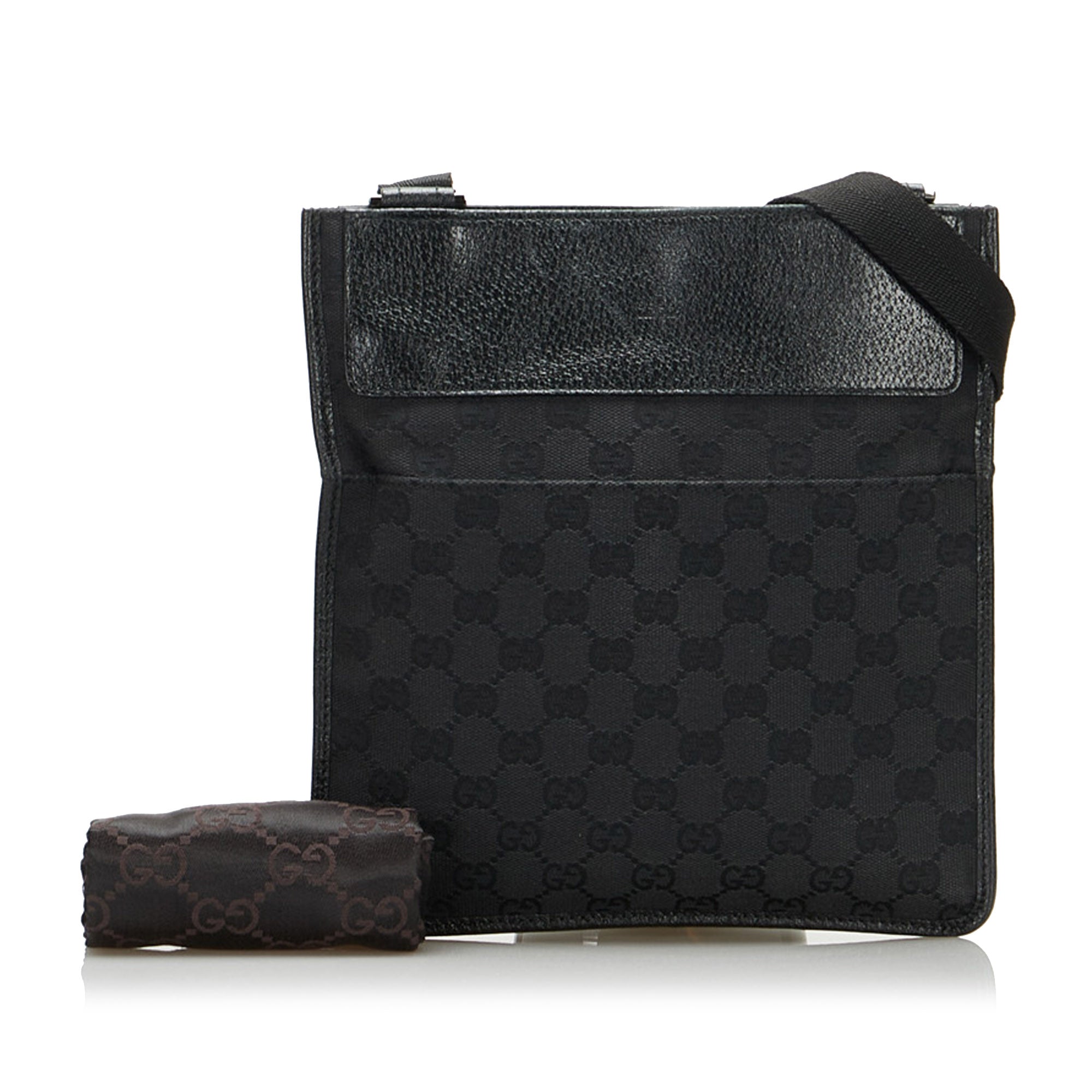 Black GG-jacquard coated-canvas cross-body bag, Gucci