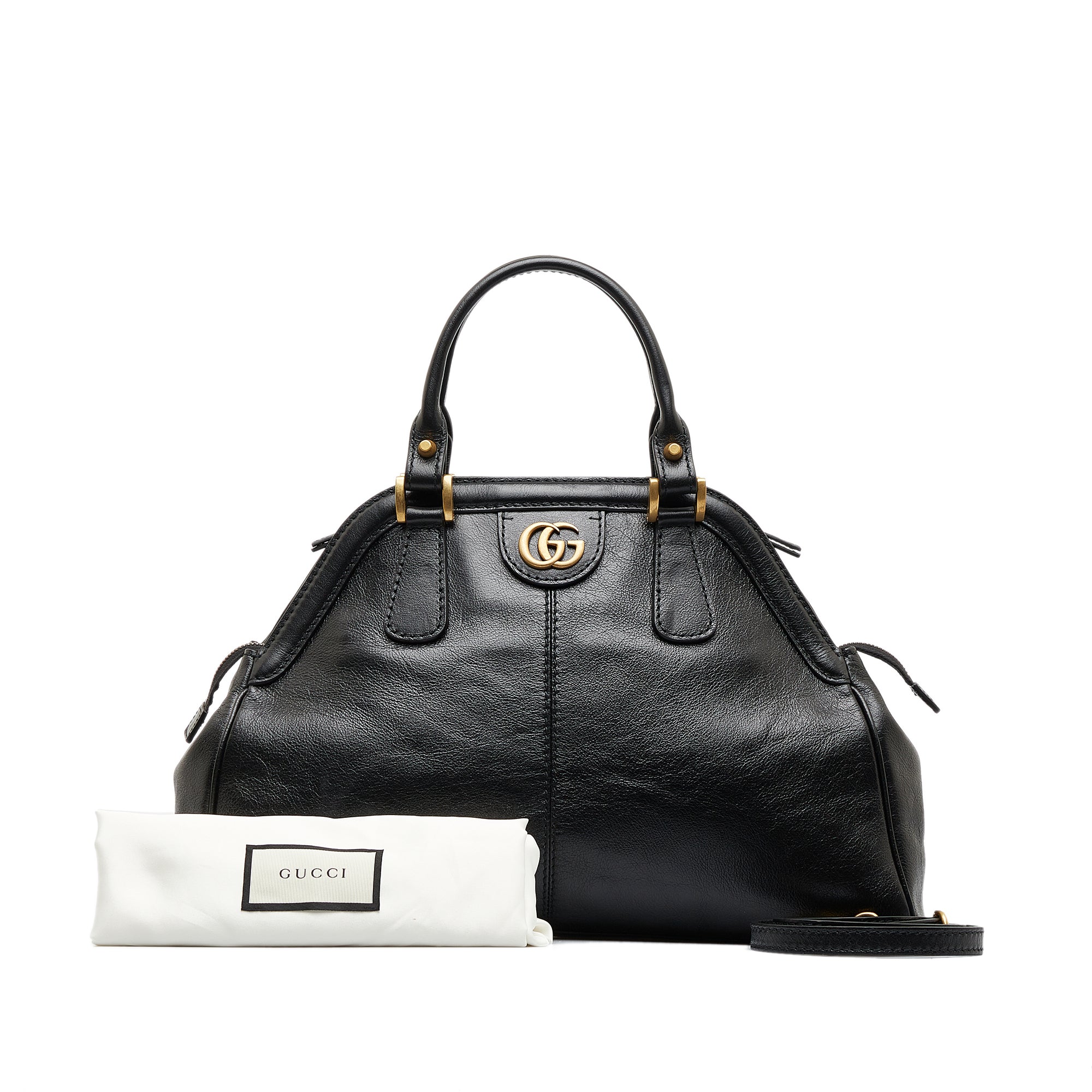 Gucci Re(belle) Medium Convertible Textured-leather Bucket Bag in Black