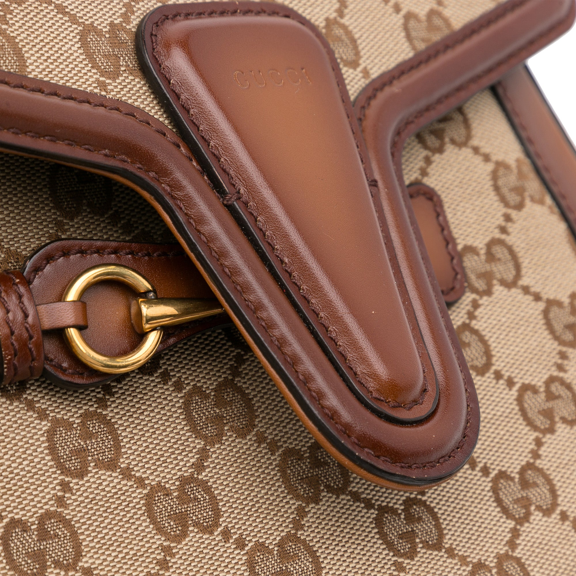 Gucci Lady Web Medium Leather Shoulder Bag in Brown