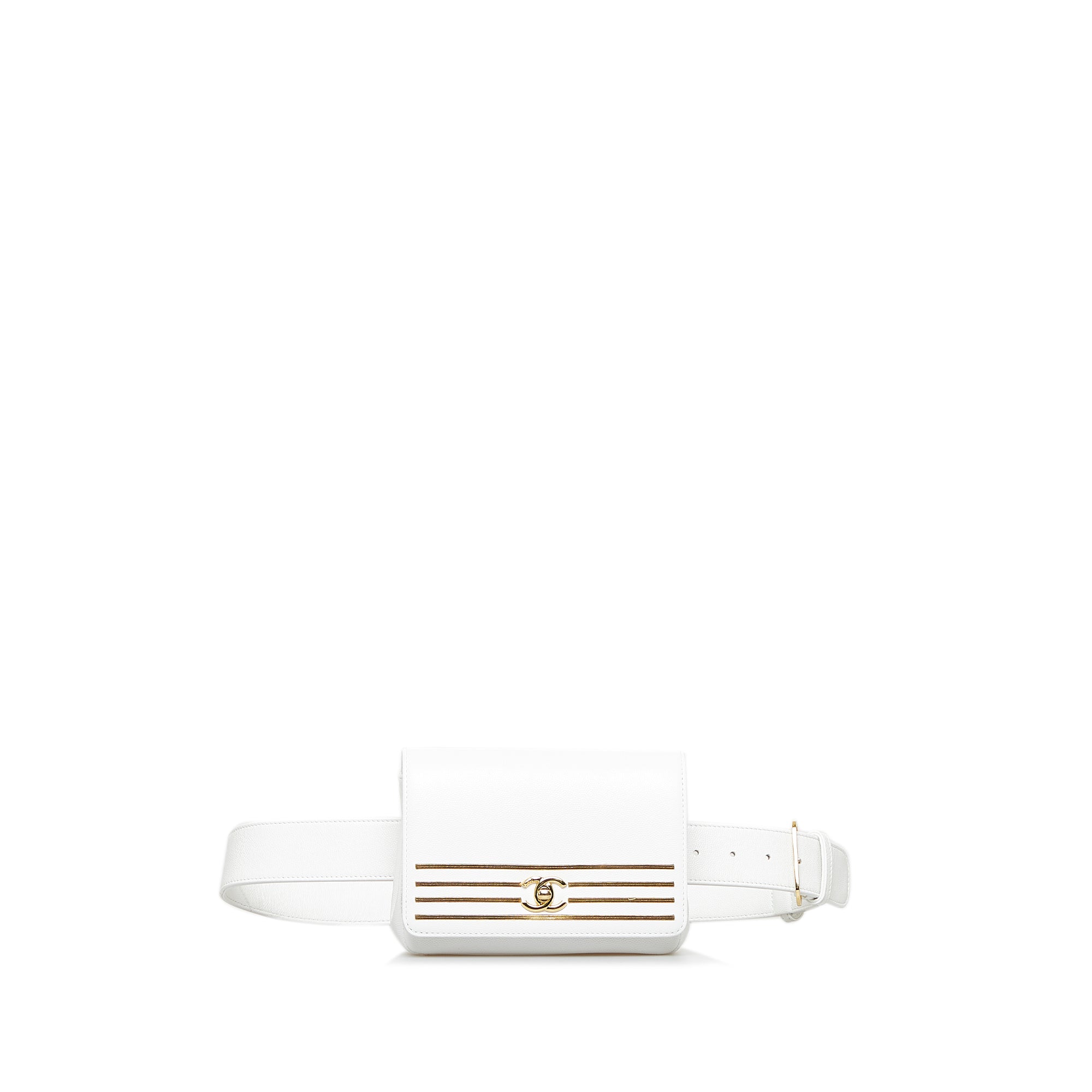 White Chanel Captain Gold Belt | Designer Revival