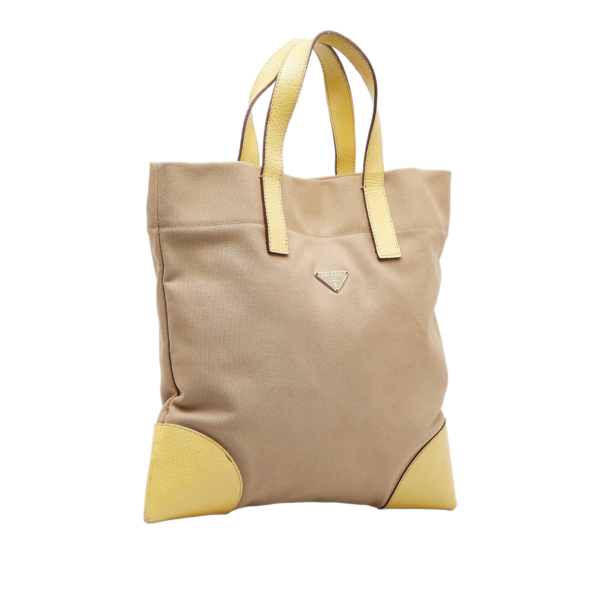 Beige Prada Saffiano Trimmed Canvas Handbag – Designer Revival