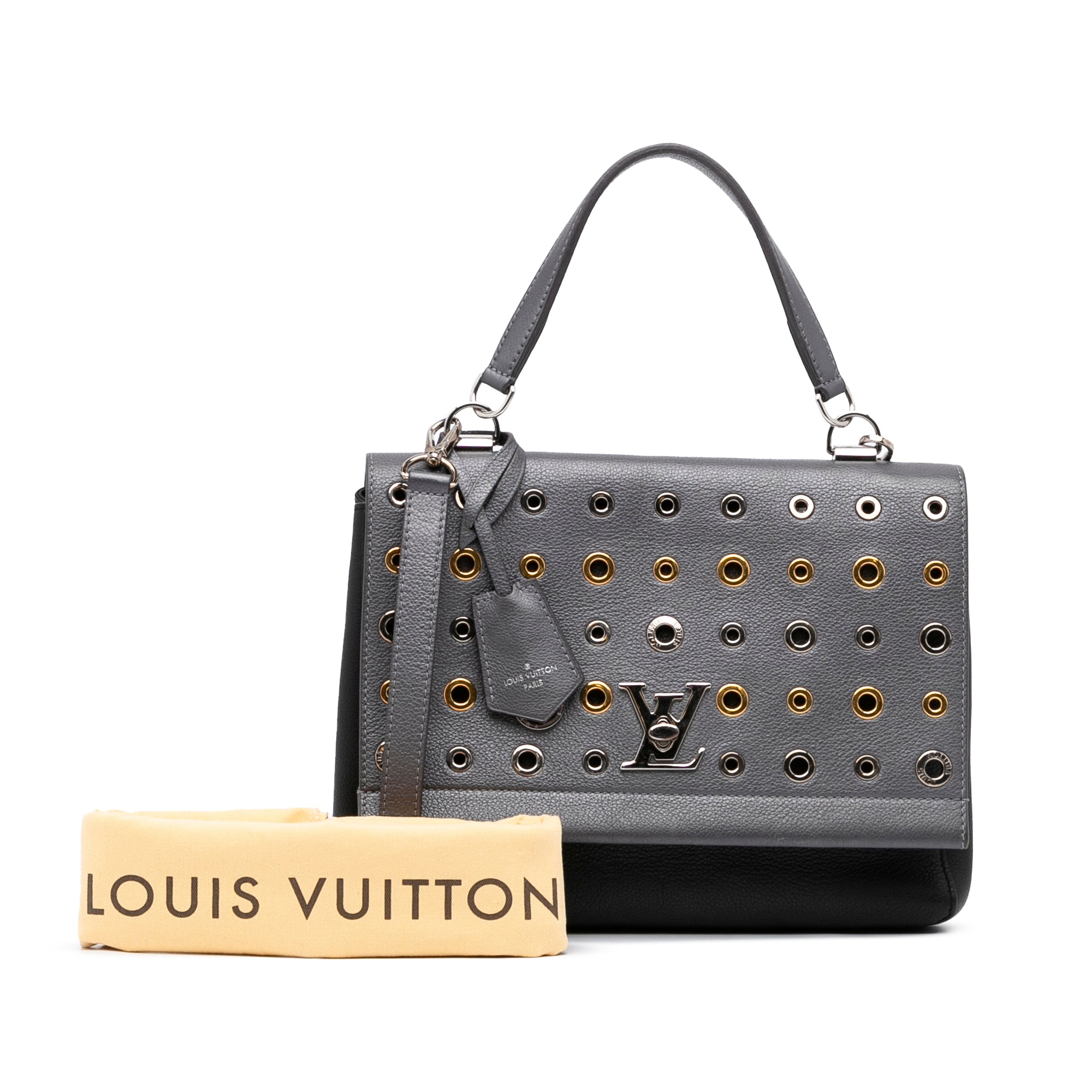 Gray Louis Vuitton Eyelet LockMe II Satchel