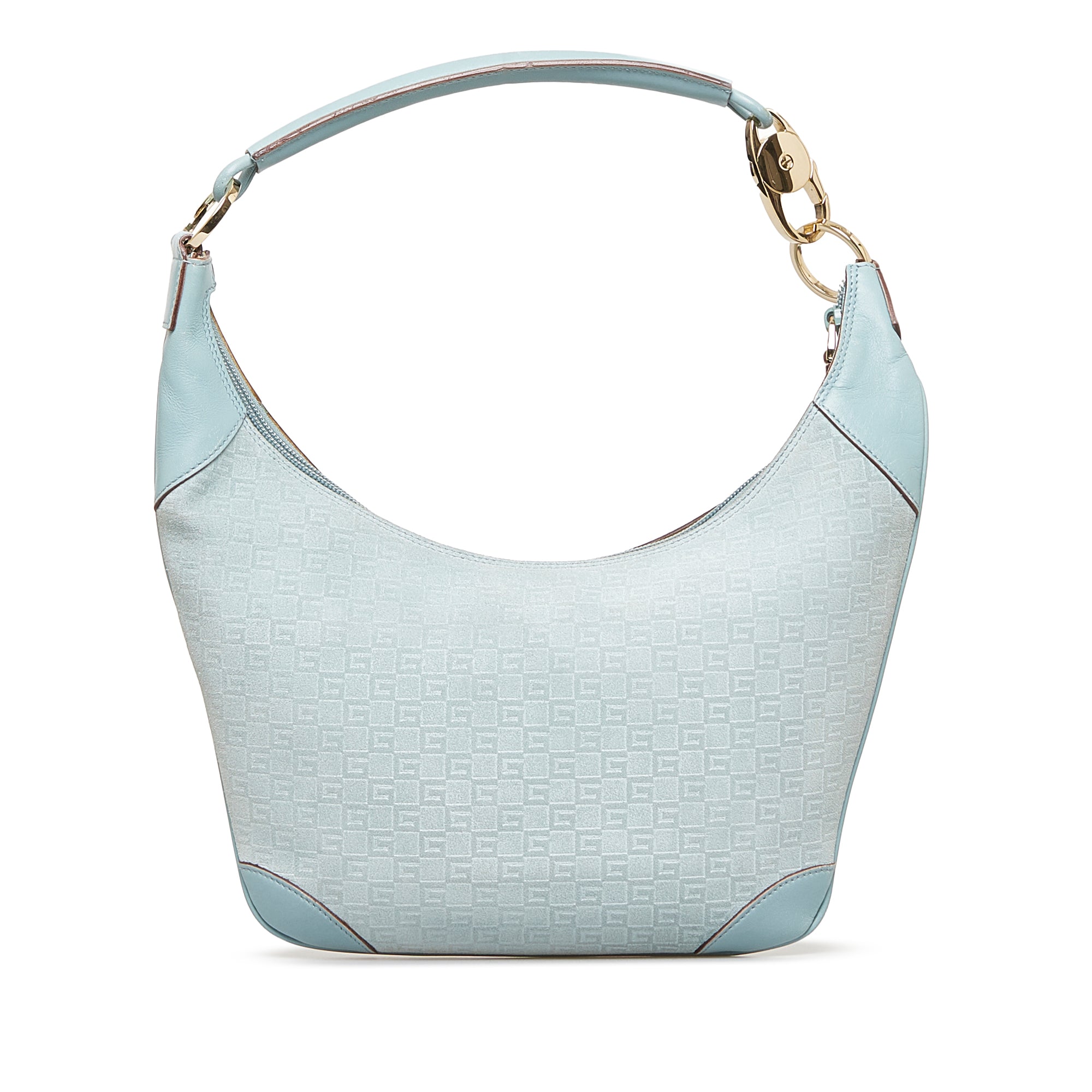 Blue Gucci Suede Square G Shoulder Bag