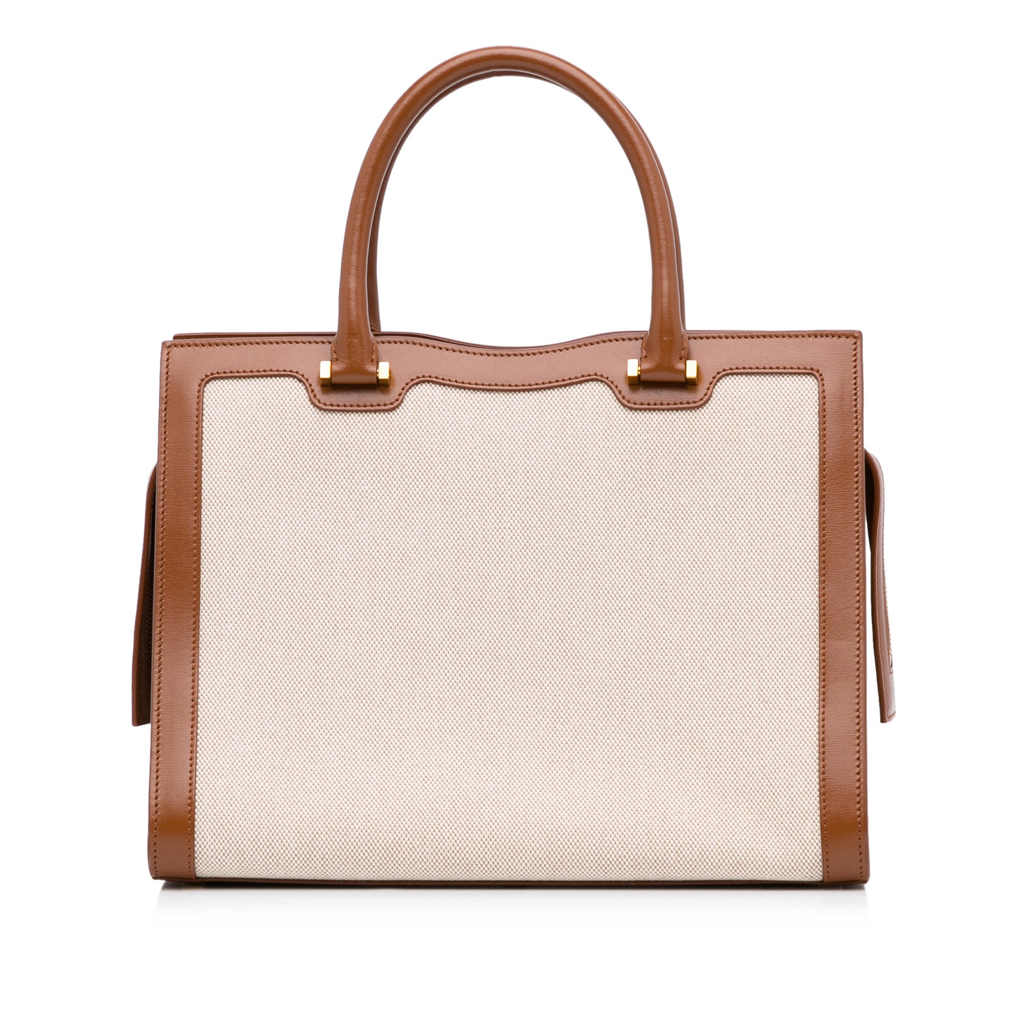 Manhattan Large Canvas And Leather Tote Bag in Beige - Saint Laurent