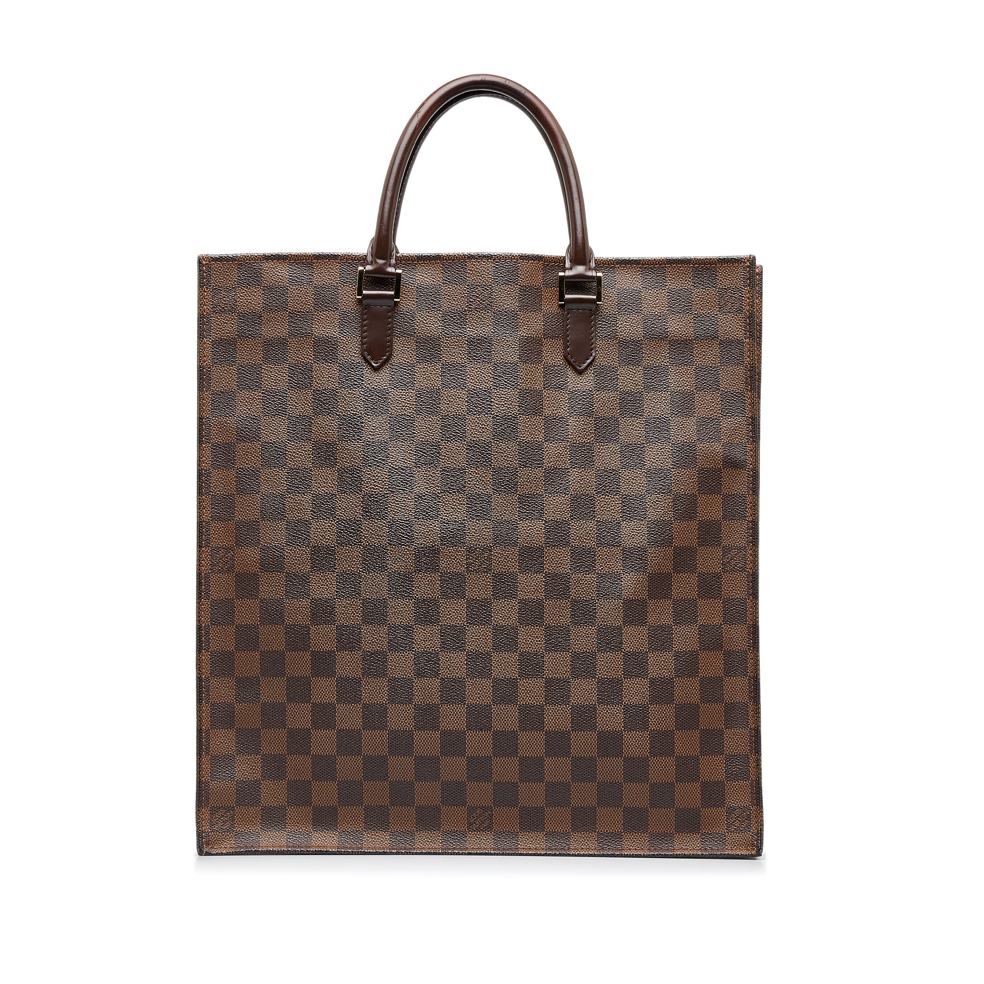 Louis Vuitton Sac Plat shopping bag in ebene damier canvas and brown