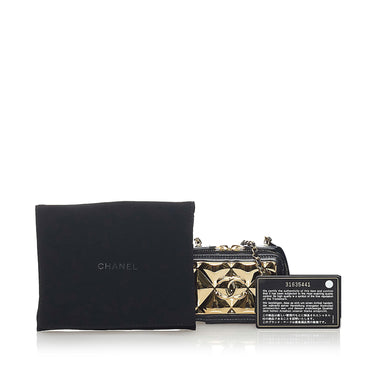 Blue Chanel Mini Lambskin Golden Plate Vanity Crossbody Bag - Designer Revival
