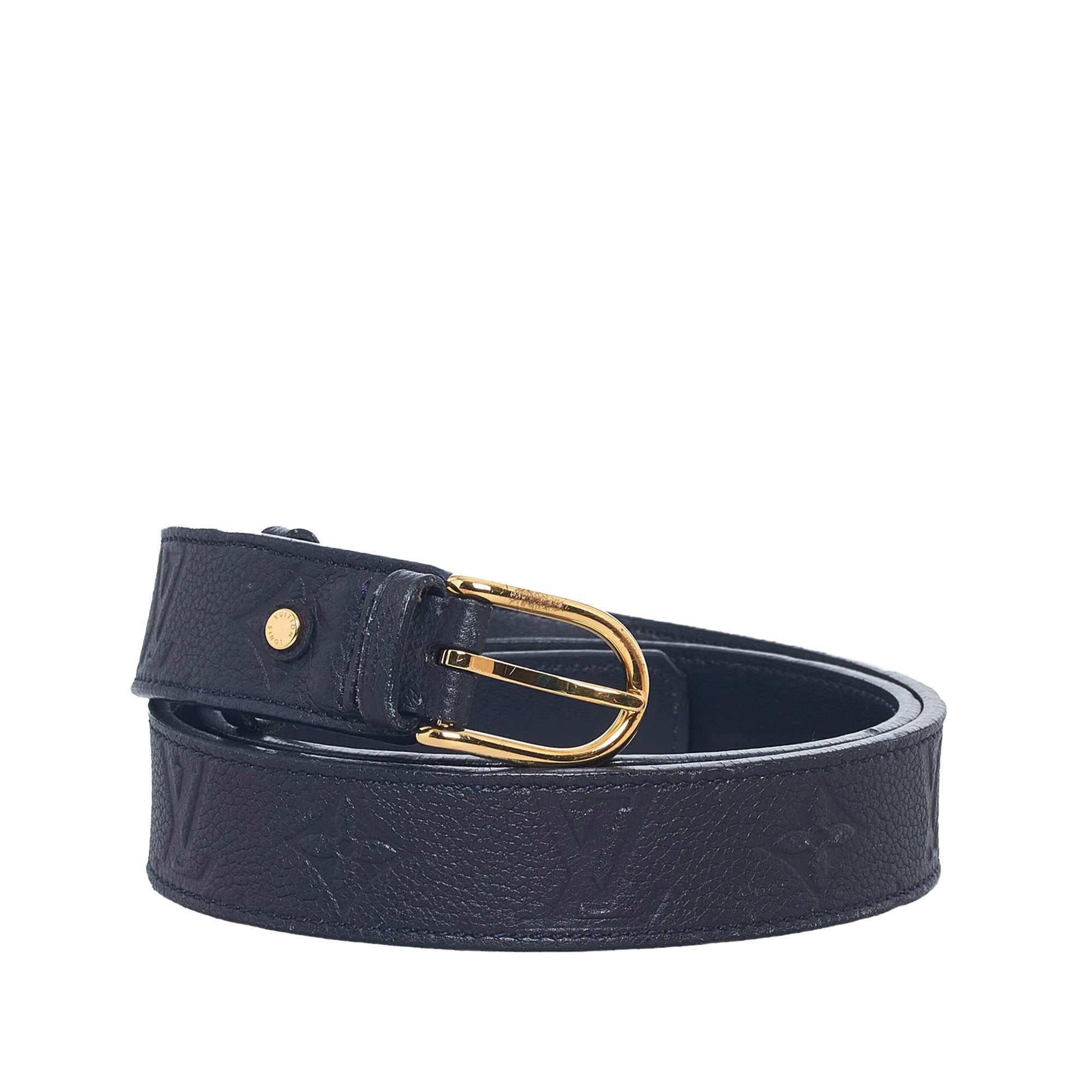 Louis Vuitton Monogram Leather Silver Tone Buckle Waist Belt Leather Black  Used