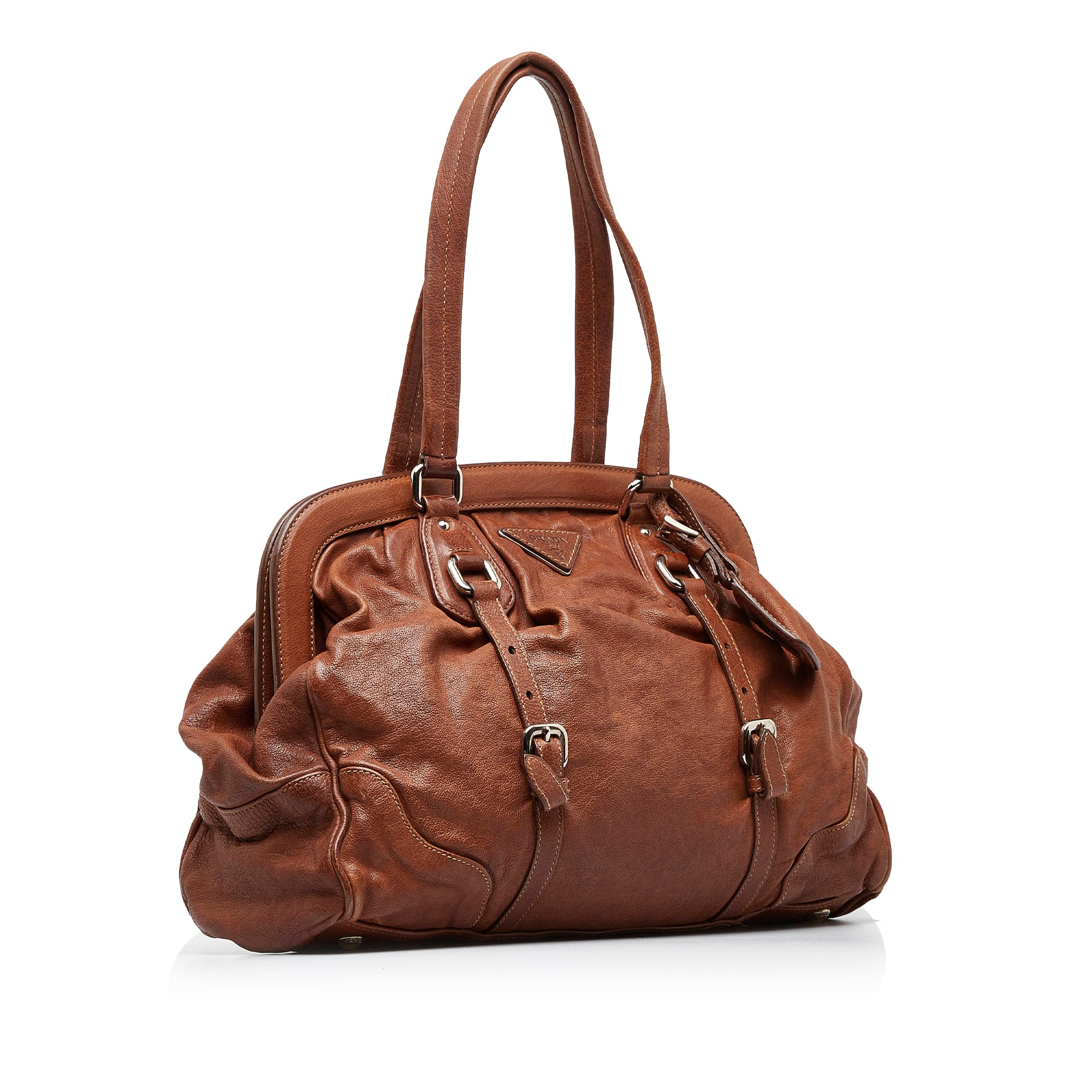 Prada Stampata Pecary Flap Bag Brown