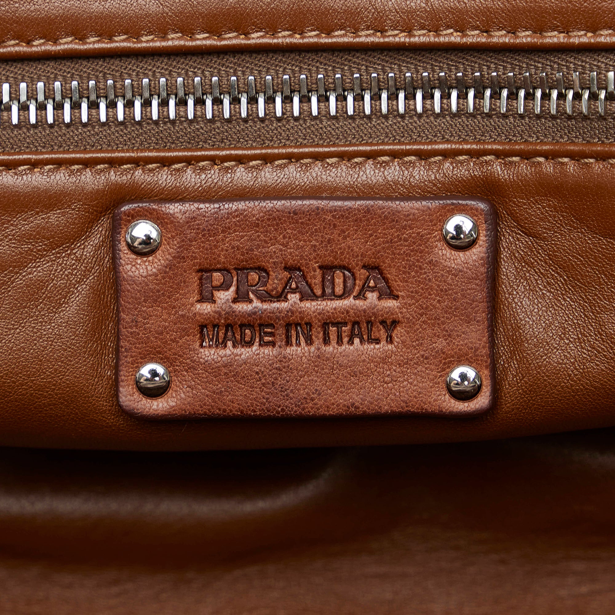 Prada Stampata Pecary Flap Bag Brown