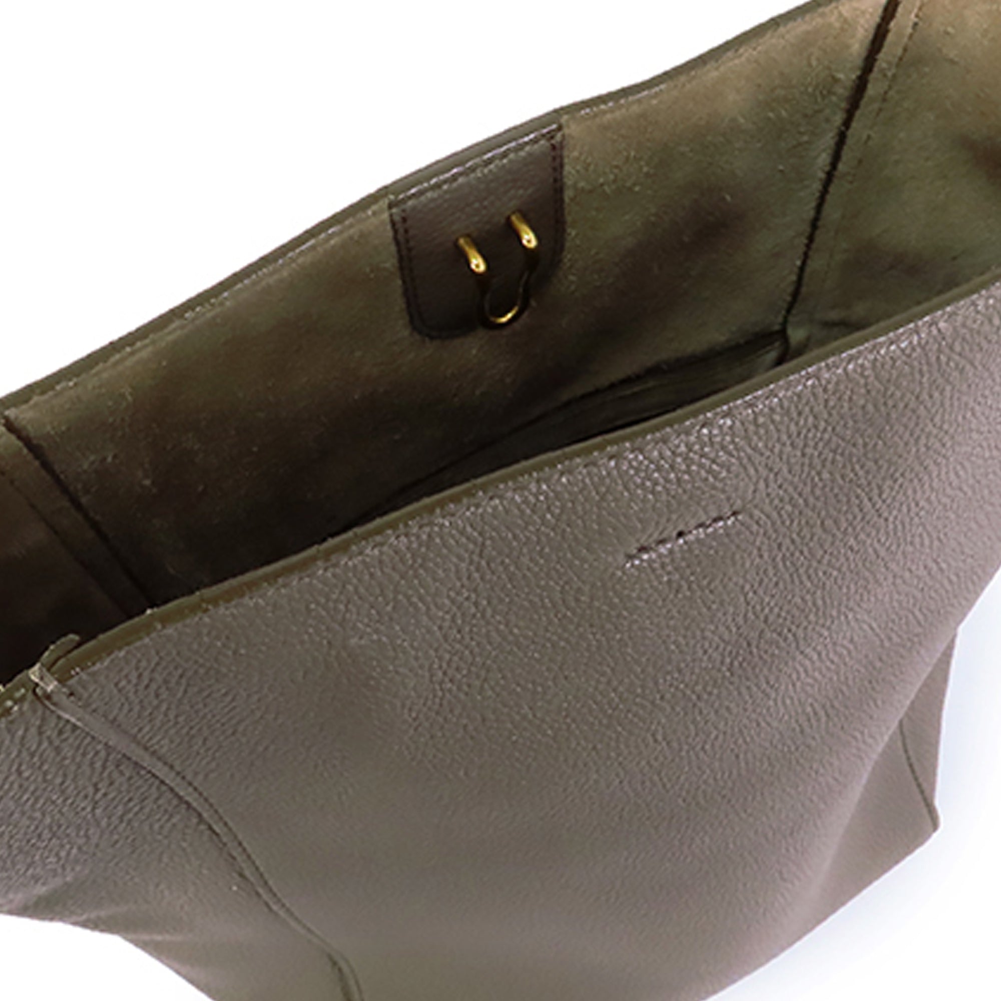 Celine Dark Green Leather Sangle Small Bucket Shoulder Bag